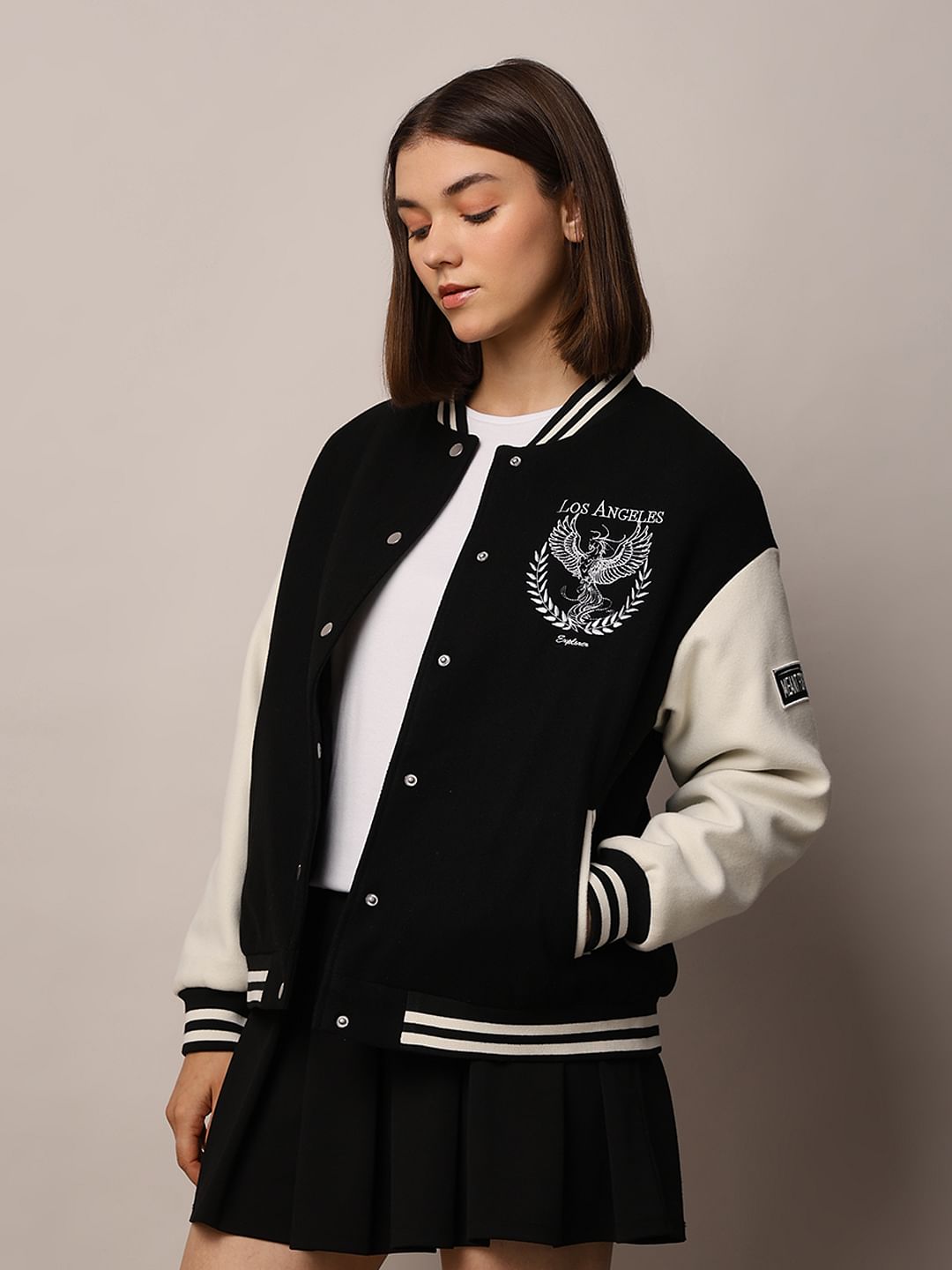 Black Varsity Bomber Jacket