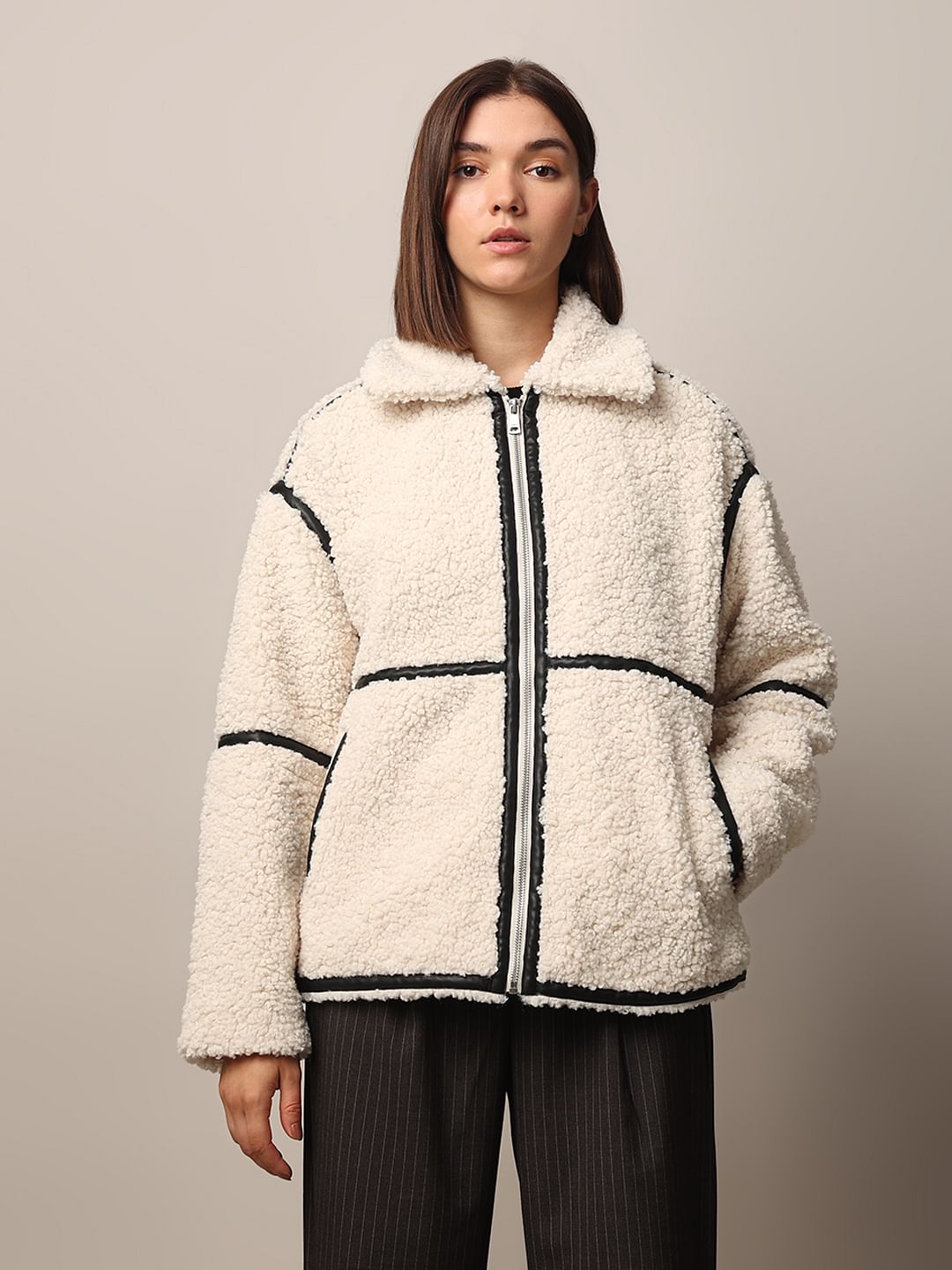 Off-White Loose Fit Teddy Jacket