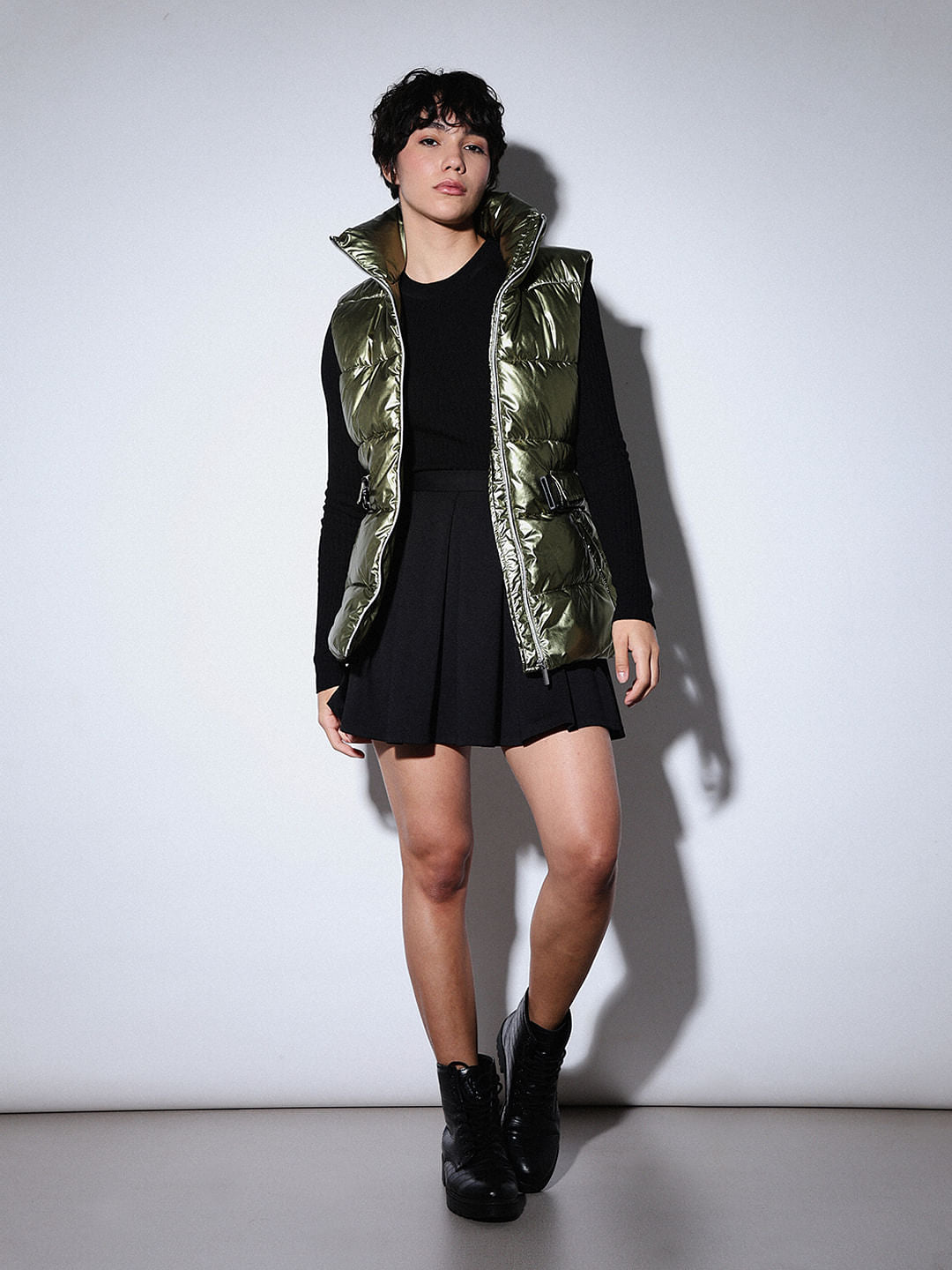 Yellow Metallic Puffer Gilet