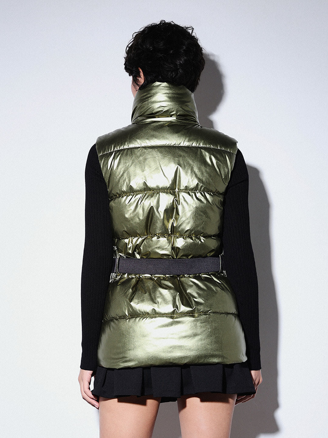 Yellow Metallic Puffer Gilet