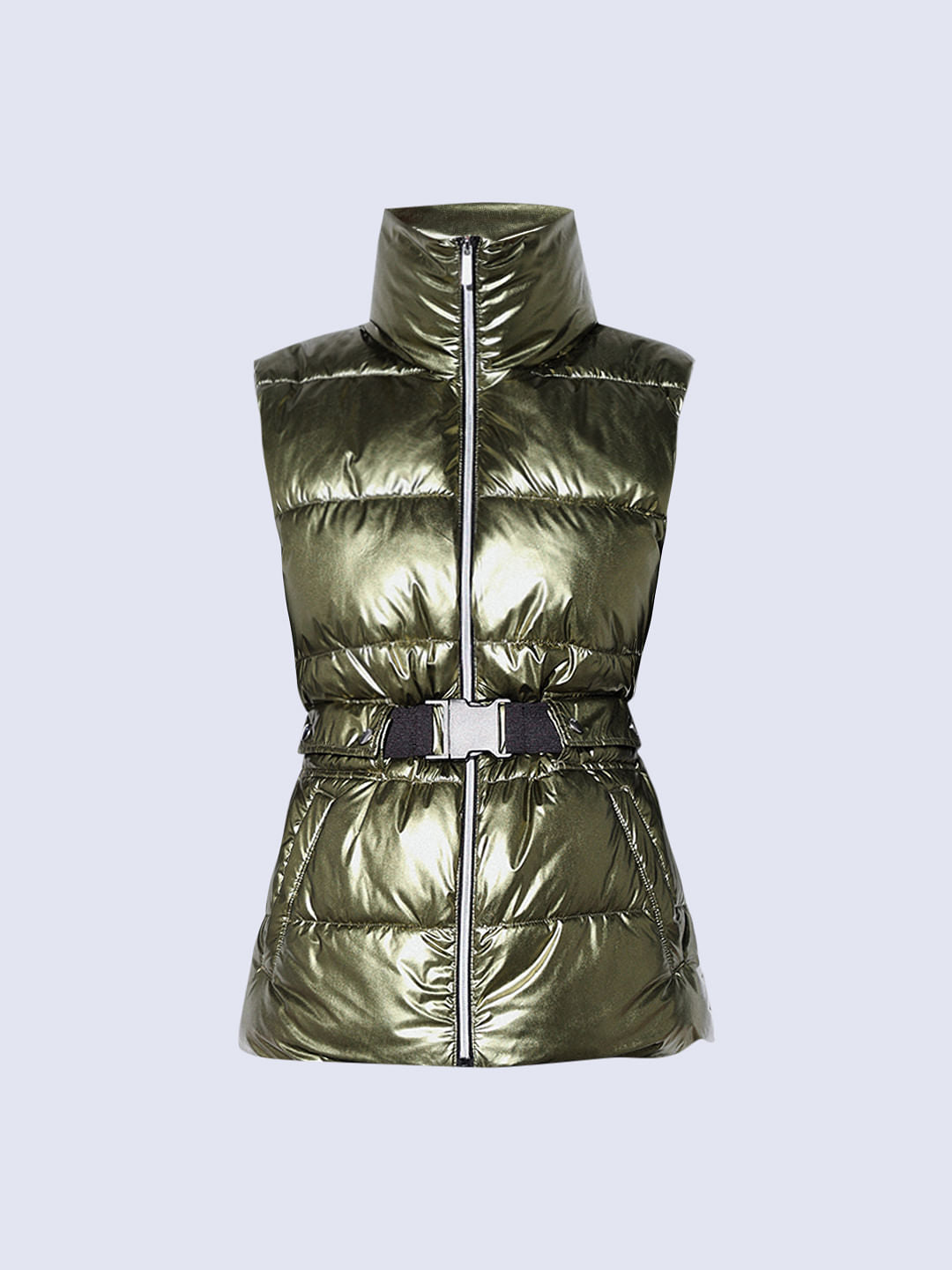 Yellow Metallic Puffer Gilet