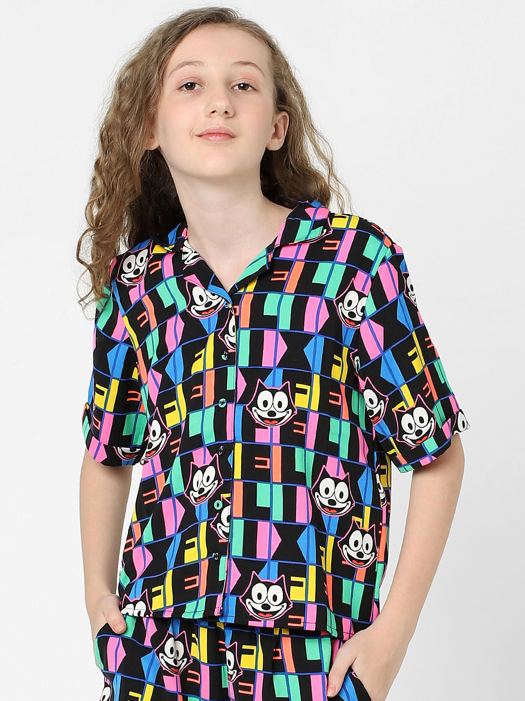 Kids Only X Felix Black All Over Print Co-Ord Shirt