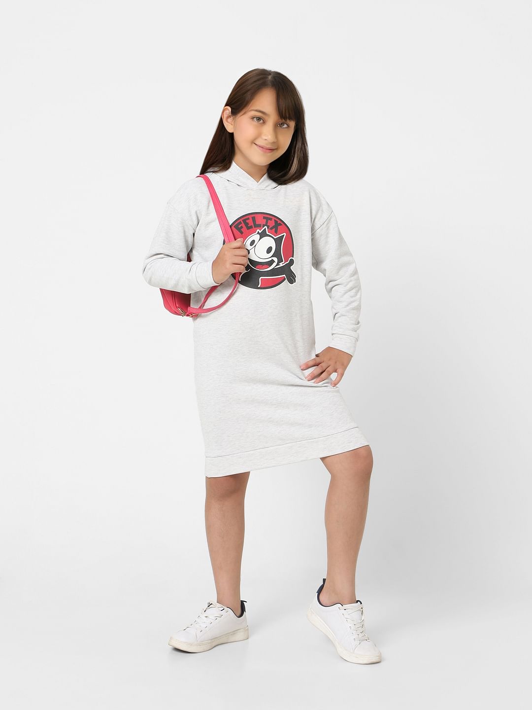 Kids Only X Felix Grey Hooded Sweatshirt Dress
