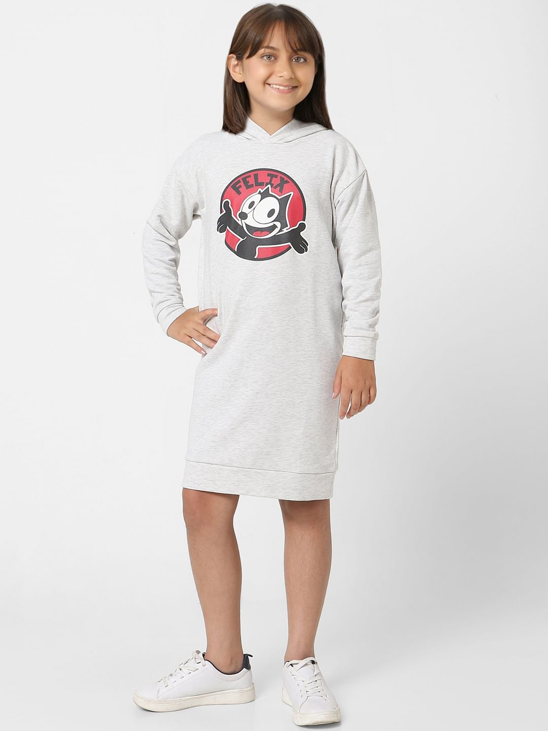 Kids Only X Felix Grey Hooded Sweatshirt Dress