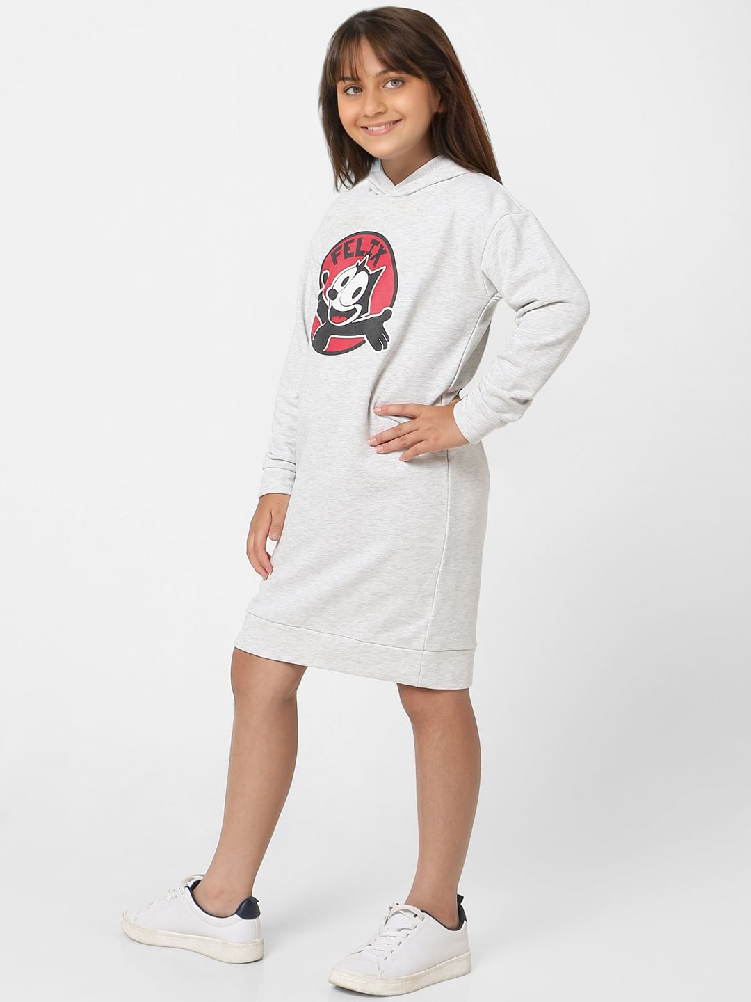 Kids Only X Felix Grey Hooded Sweatshirt Dress