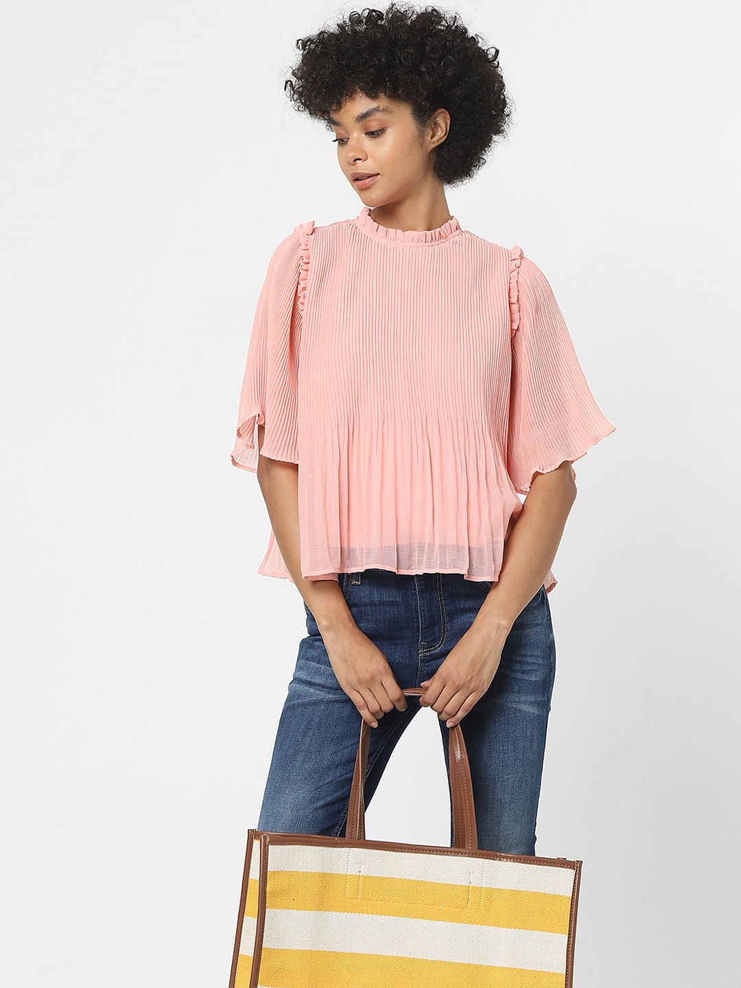 Pink Pleated Top