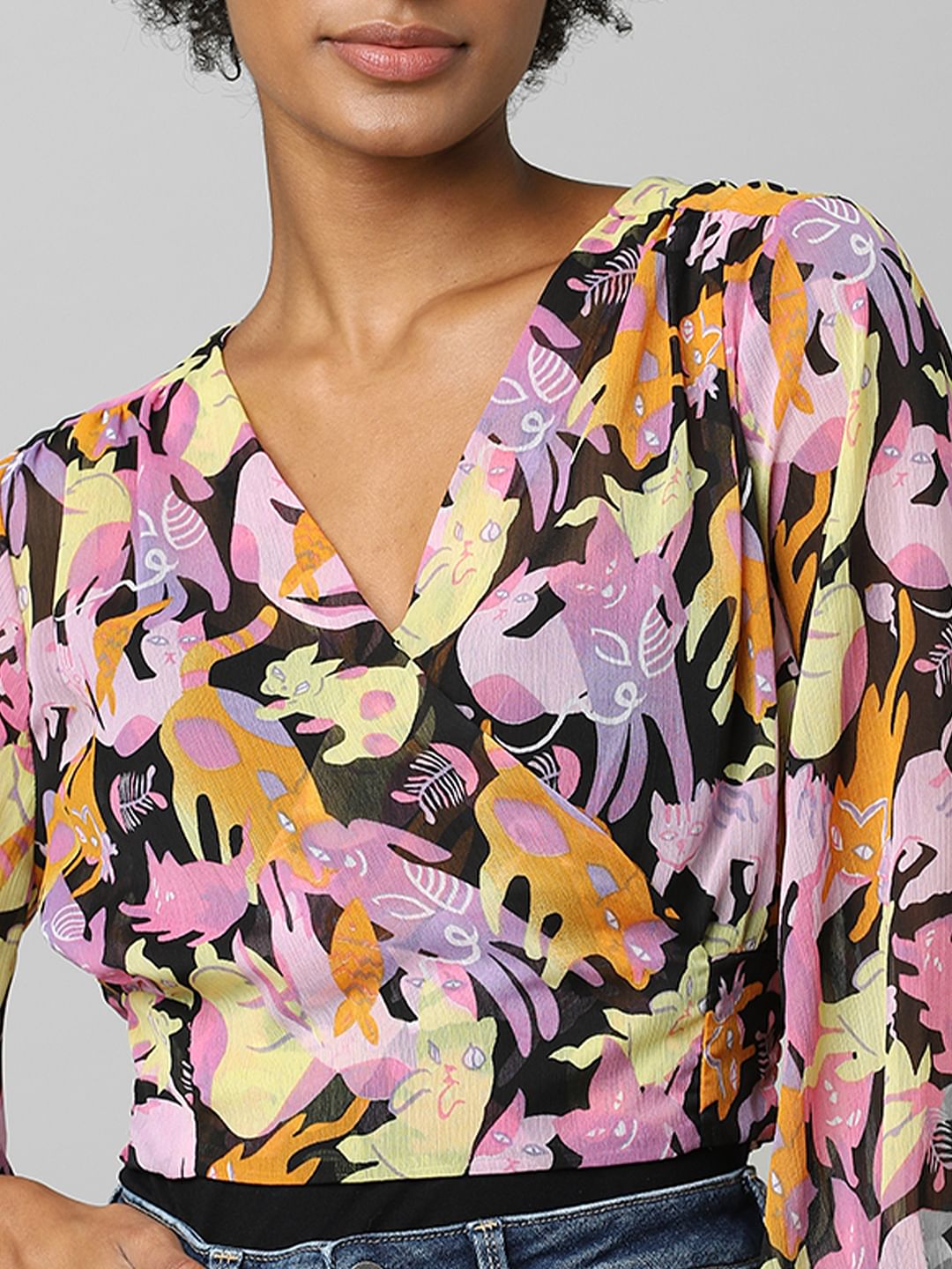 Multi-Colour Abstract Print Top