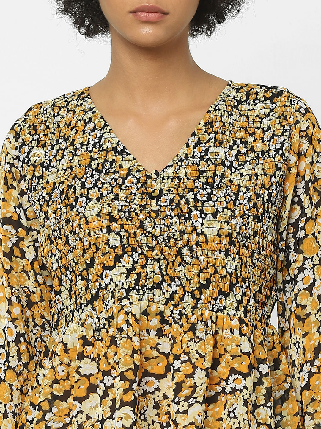 Black Floral Print Peplum Top