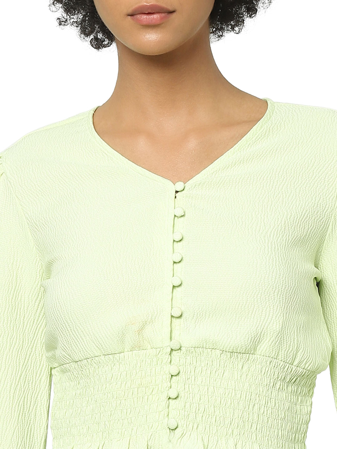 Light Green Textured Crop Top