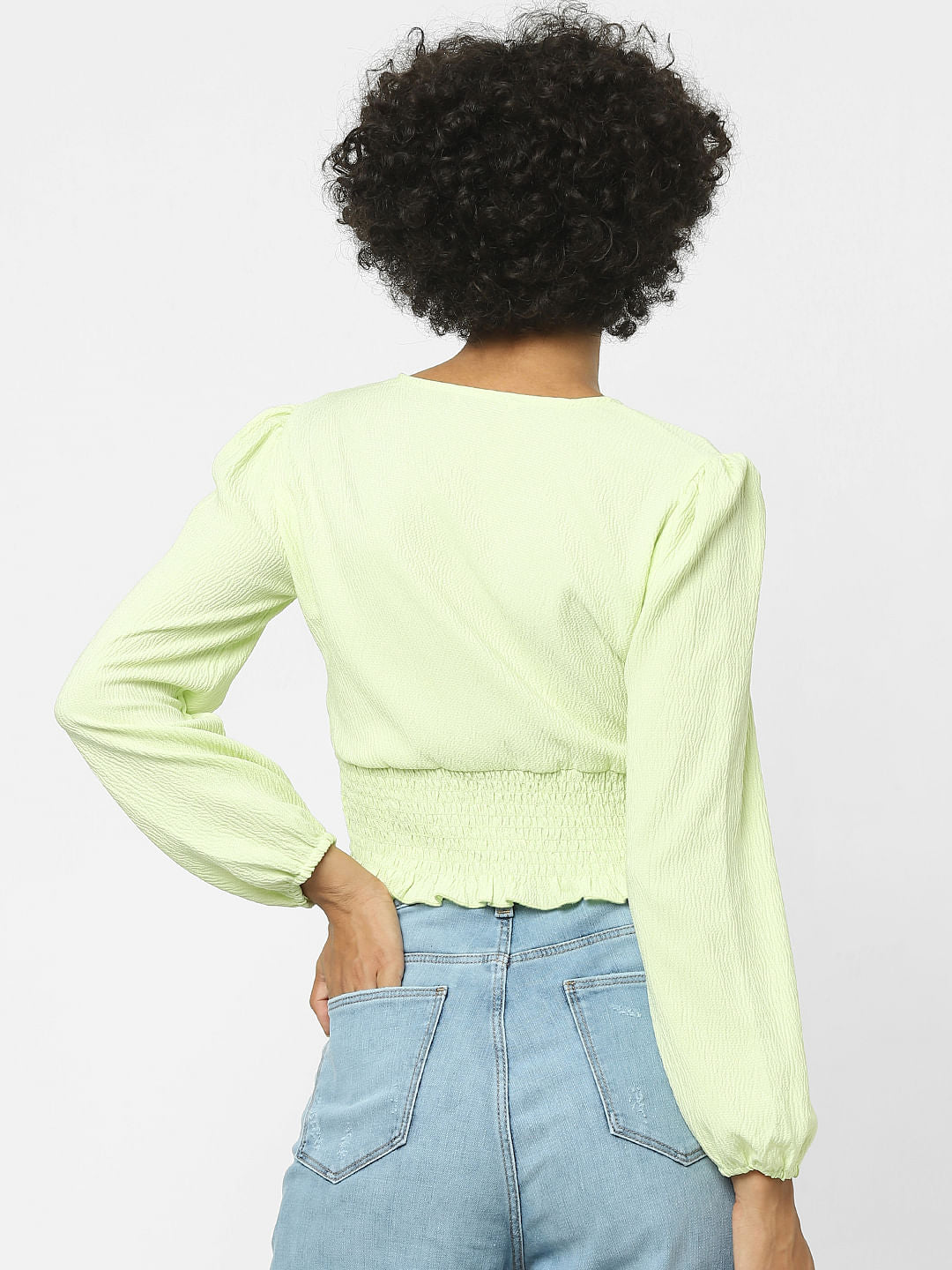 Light Green Textured Crop Top