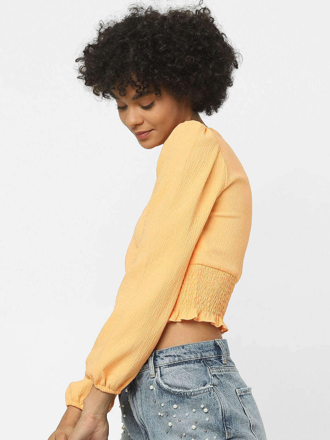 Orange Textured Crop Top