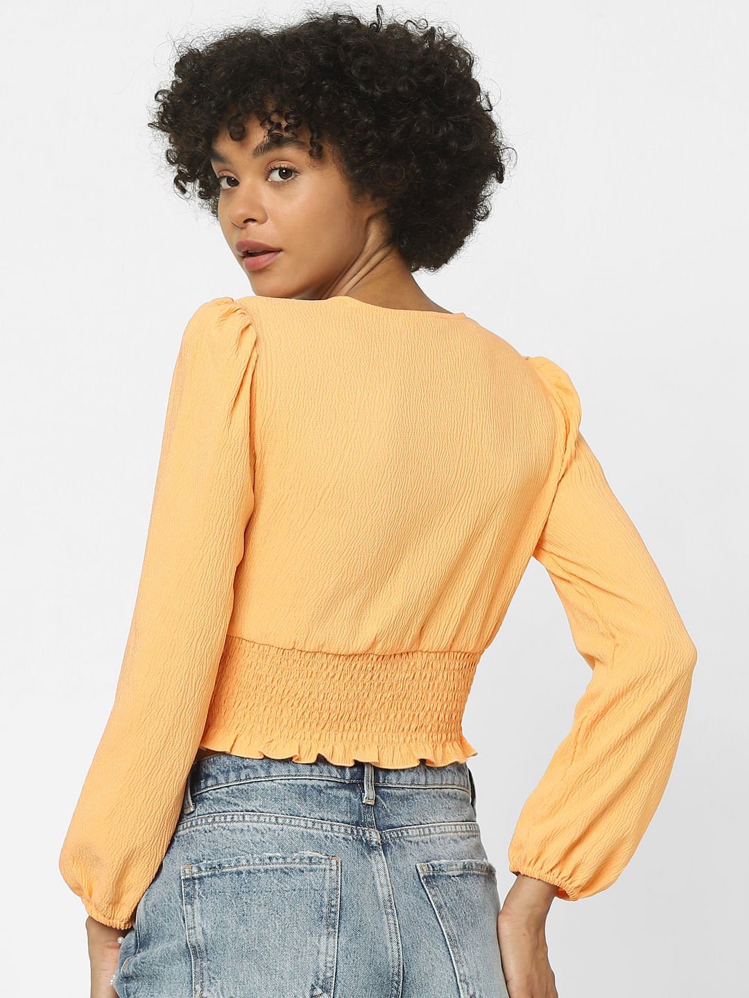 Orange Textured Crop Top