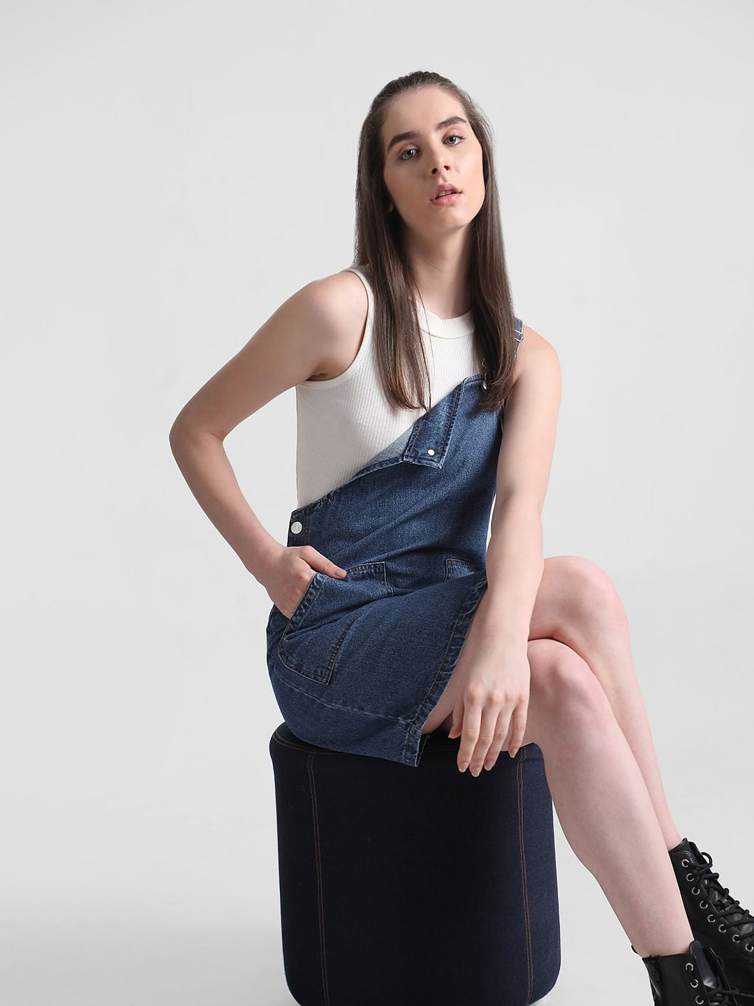 Blue Denim Dungaree Dress