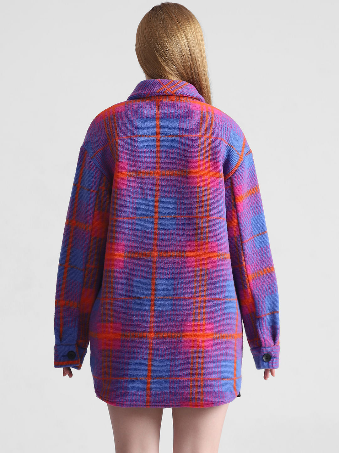 Blue Check Print Shacket