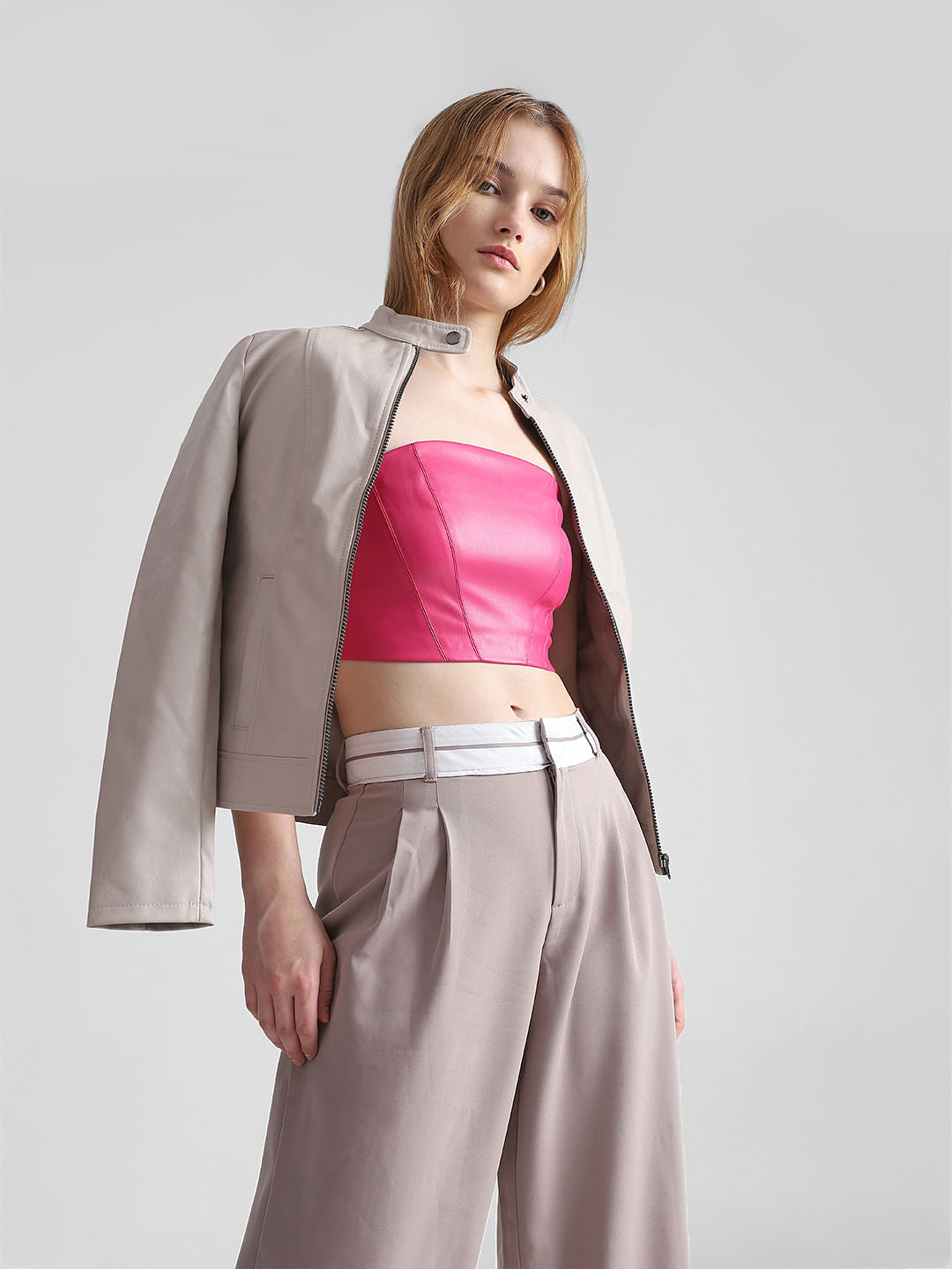 Fuchsia Faux Leather Tube Top