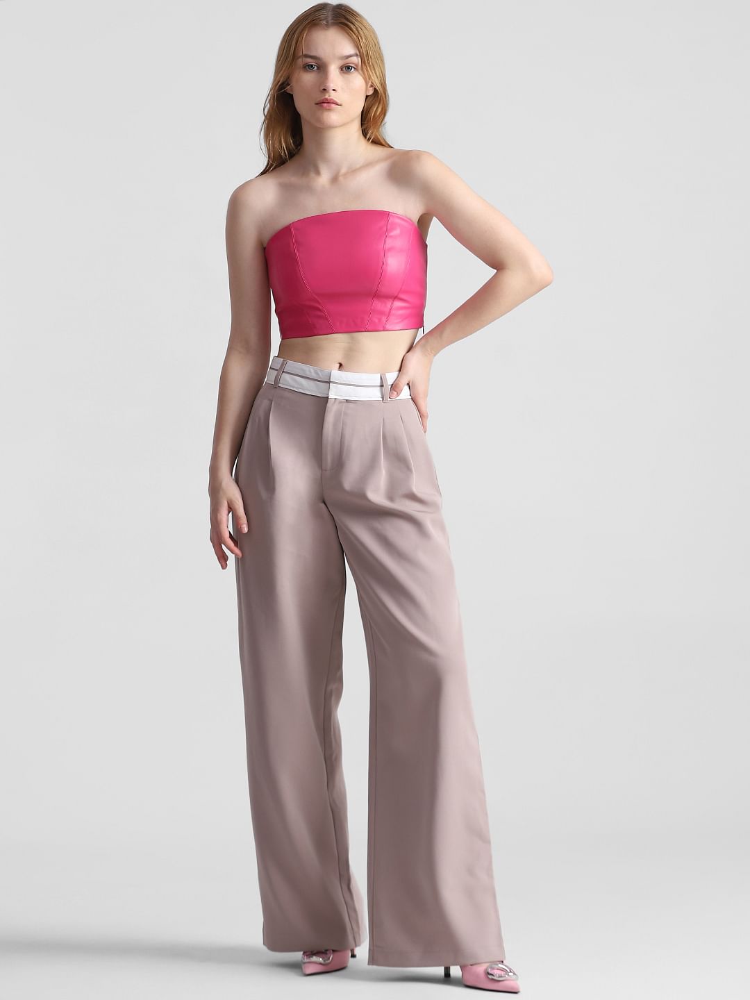 Fuchsia Faux Leather Tube Top
