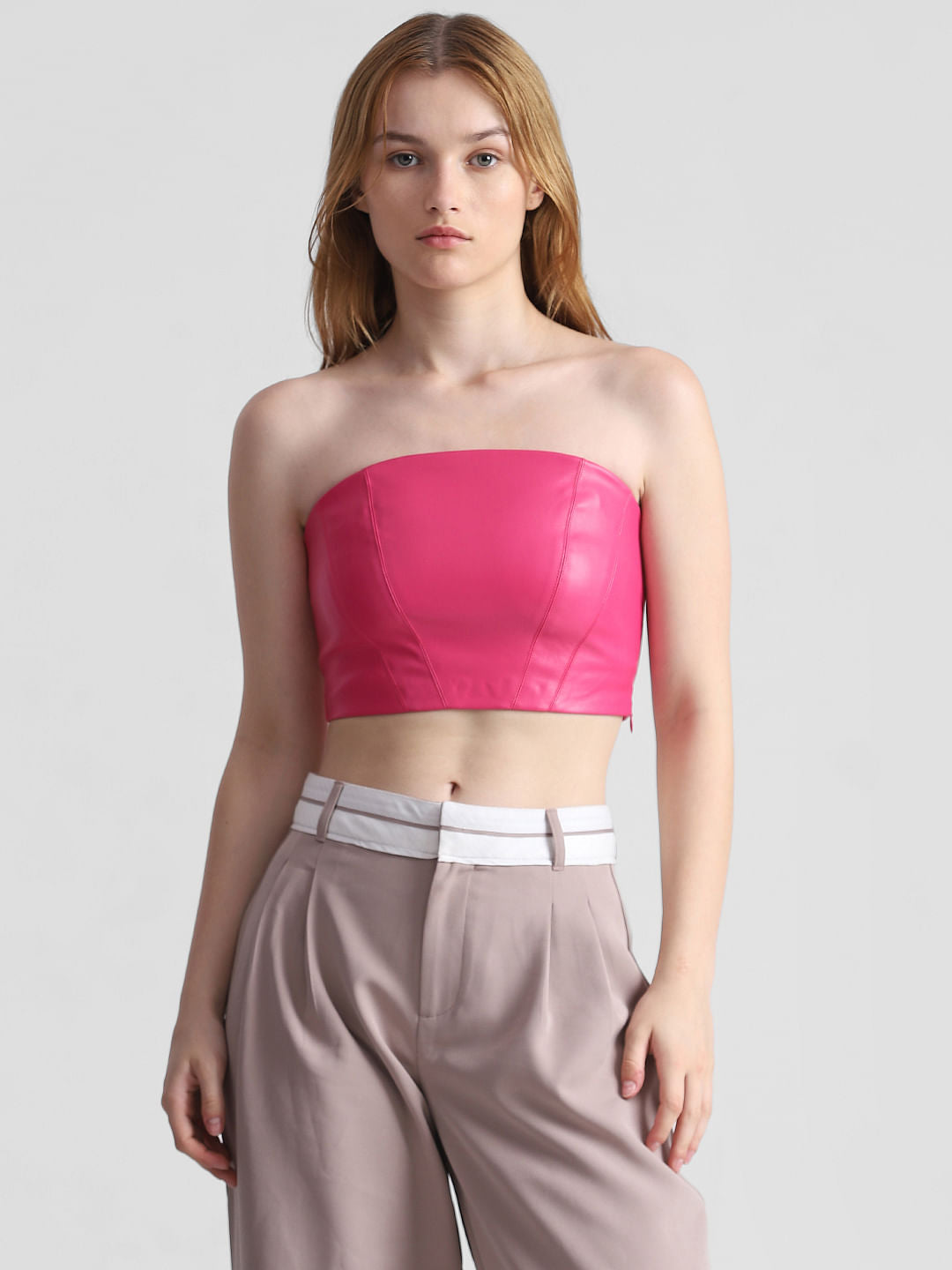 Fuchsia Faux Leather Tube Top