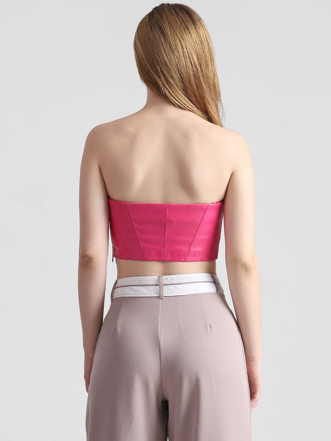 Fuchsia Faux Leather Tube Top