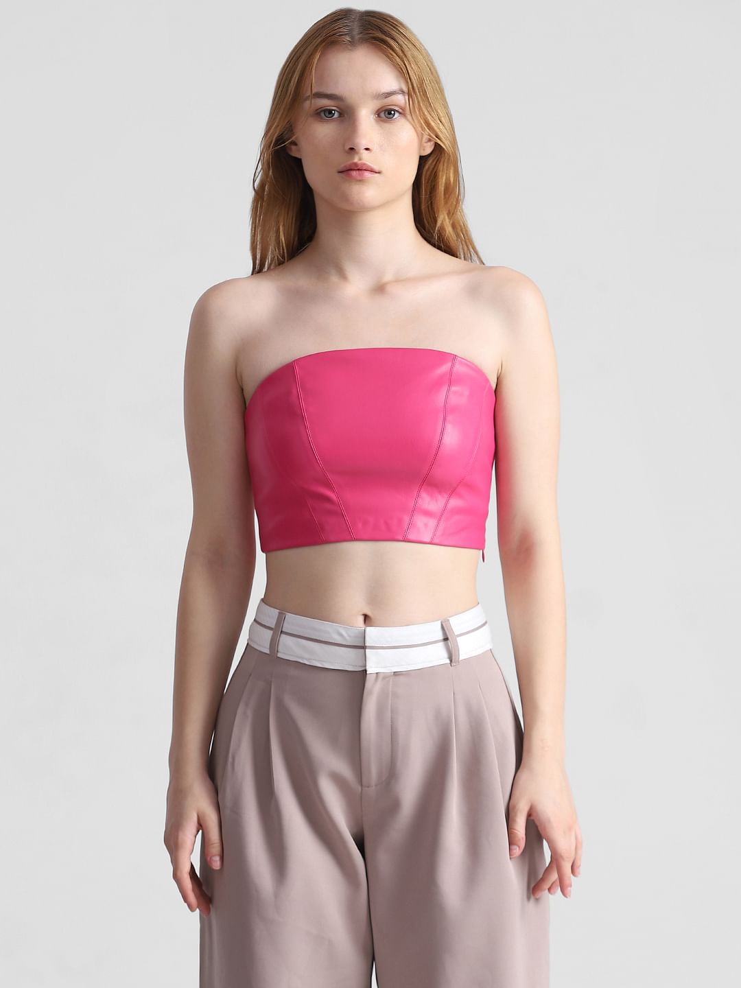 Fuchsia Faux Leather Tube Top