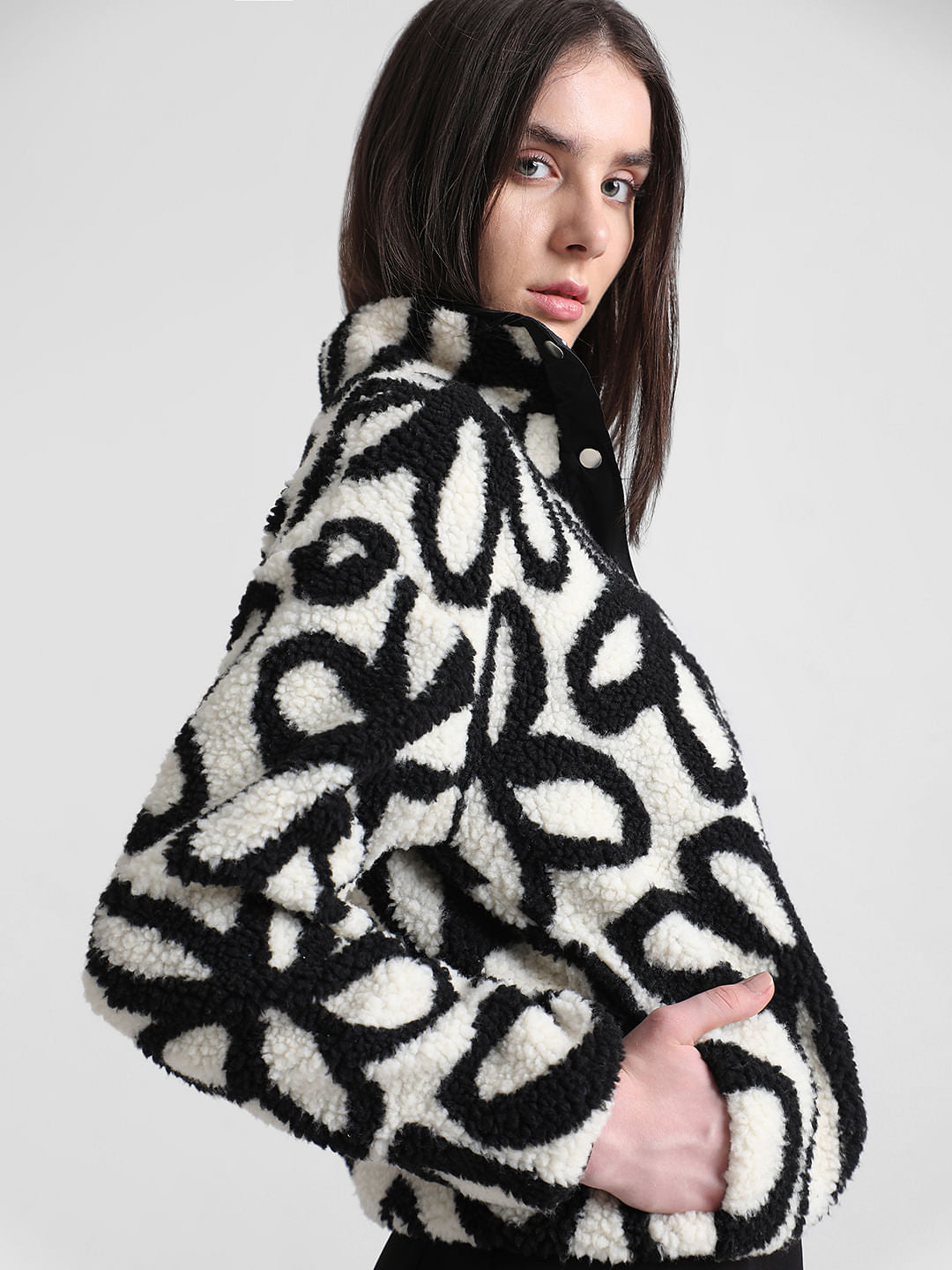 White Floral Teddy Jacket