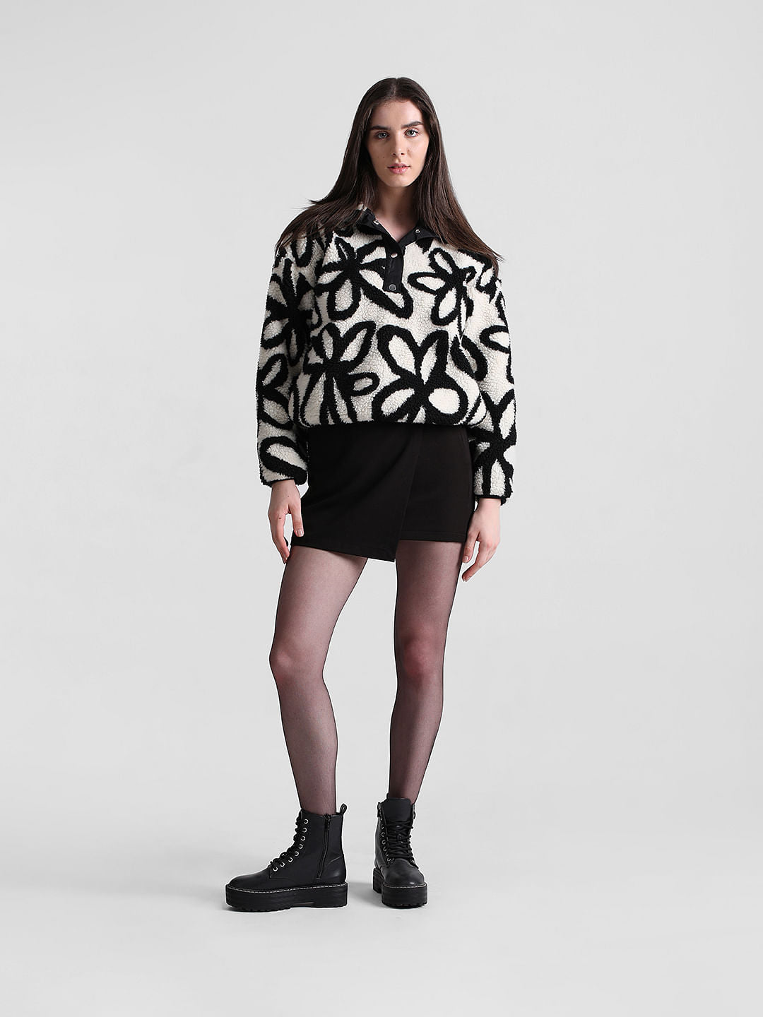 White Floral Teddy Jacket