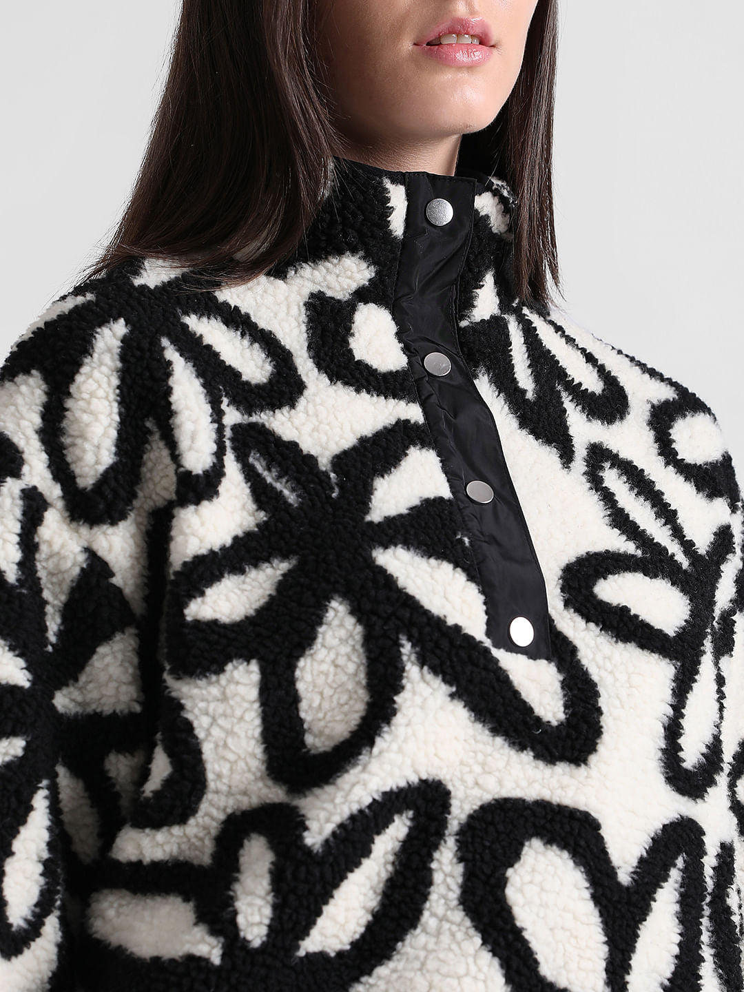 White Floral Teddy Jacket