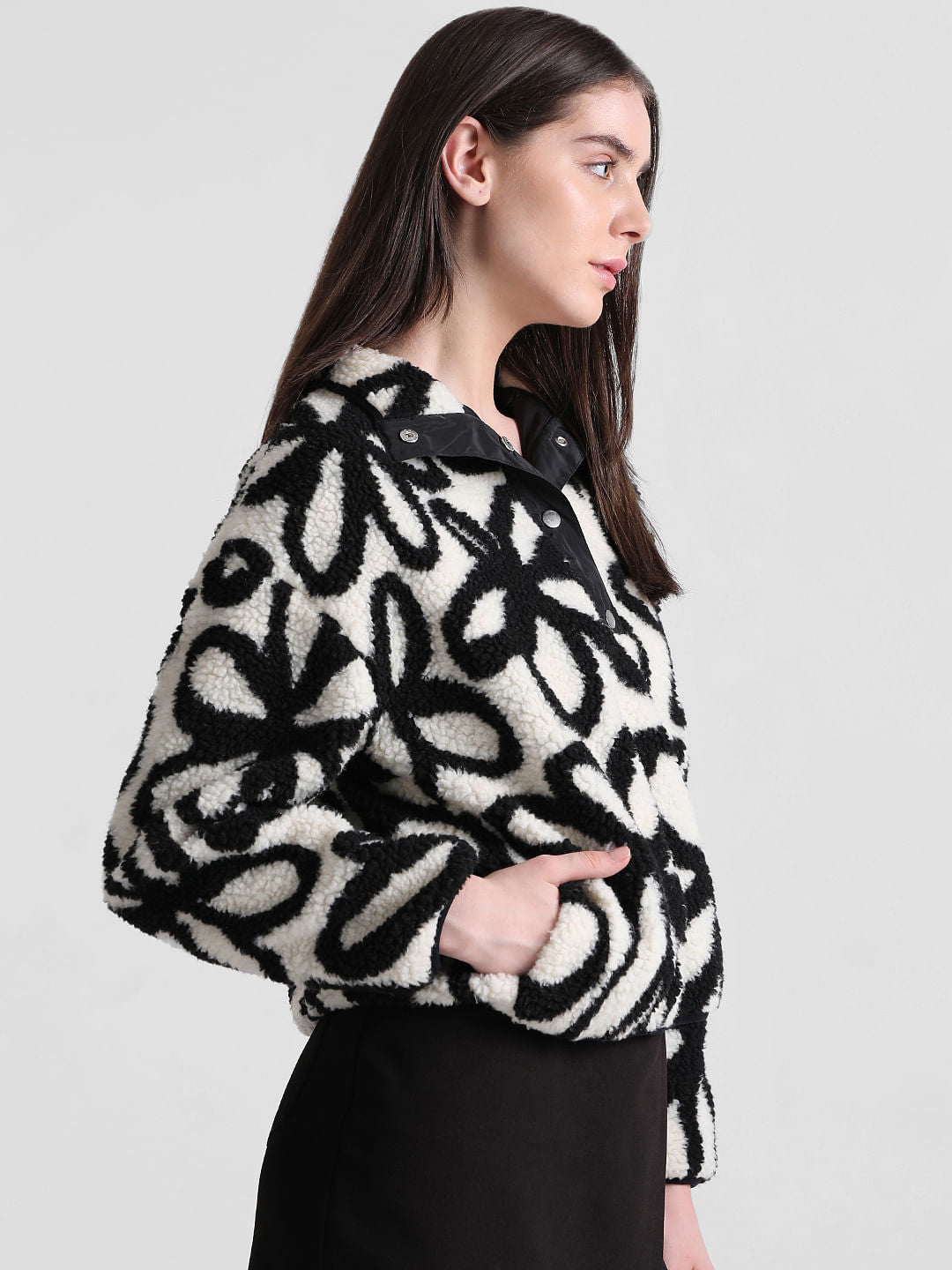 White Floral Teddy Jacket