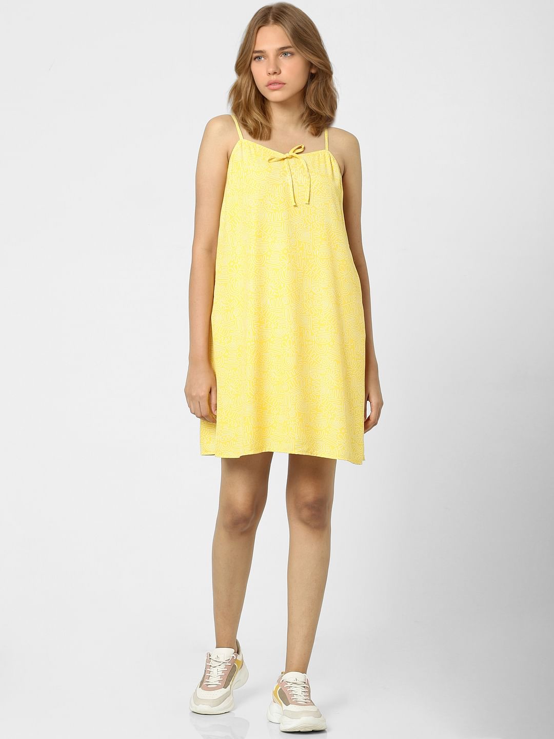 Yellow Printed Slip Dress