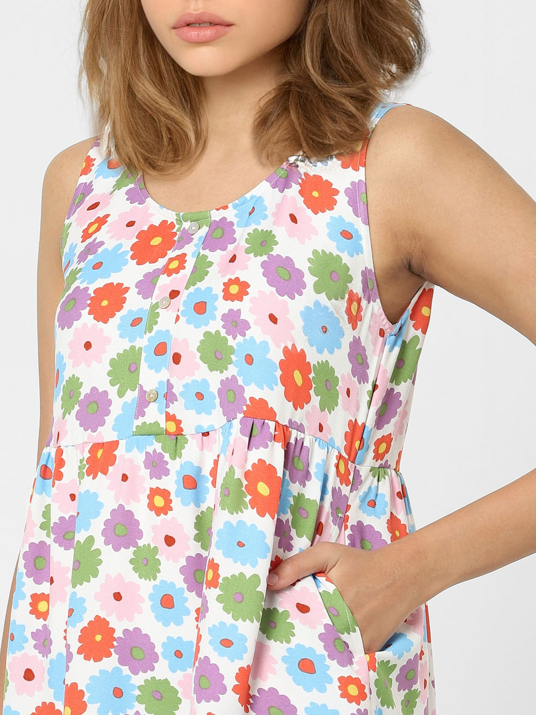 White Floral Tiered Dress