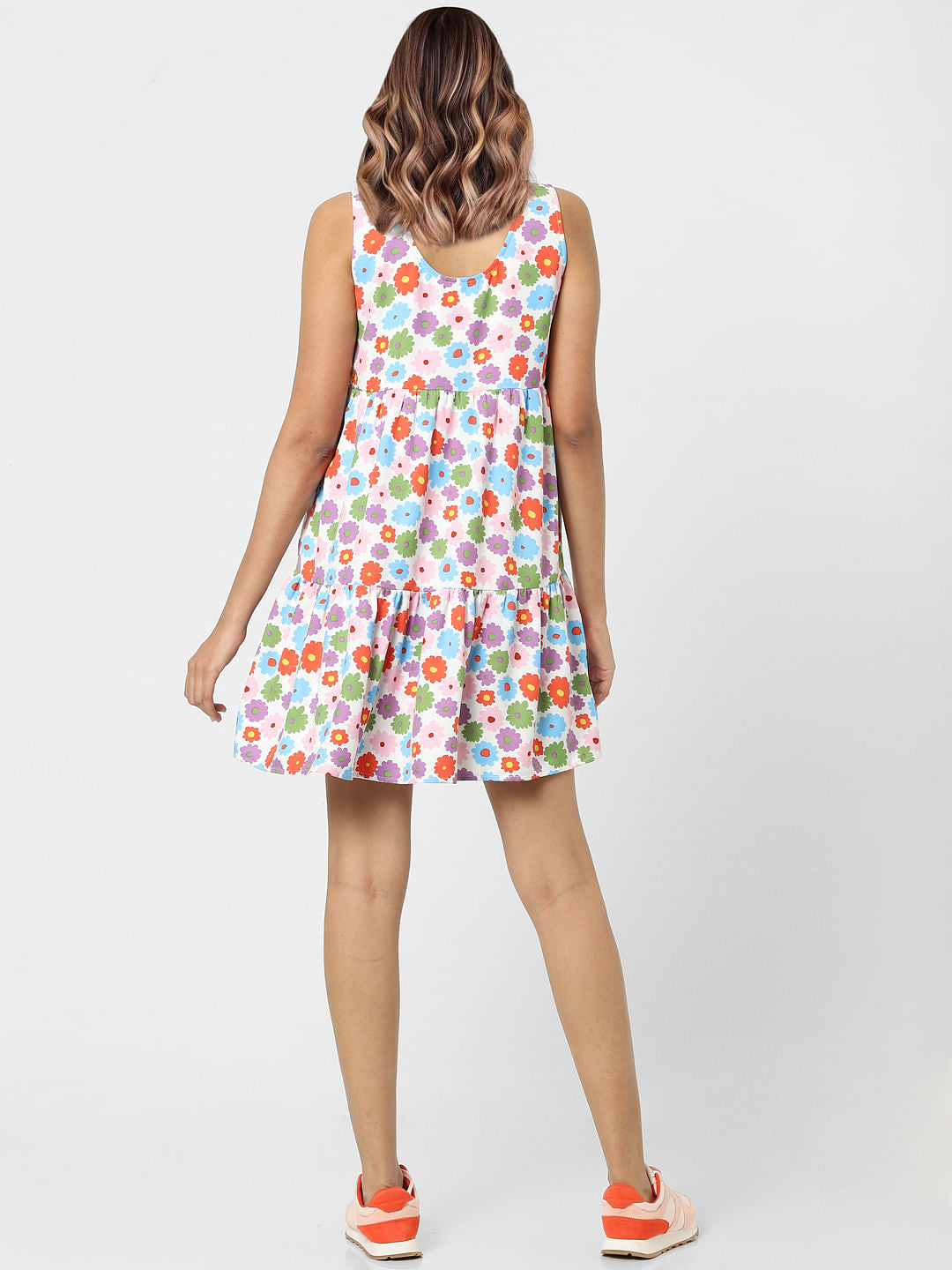 White Floral Tiered Dress