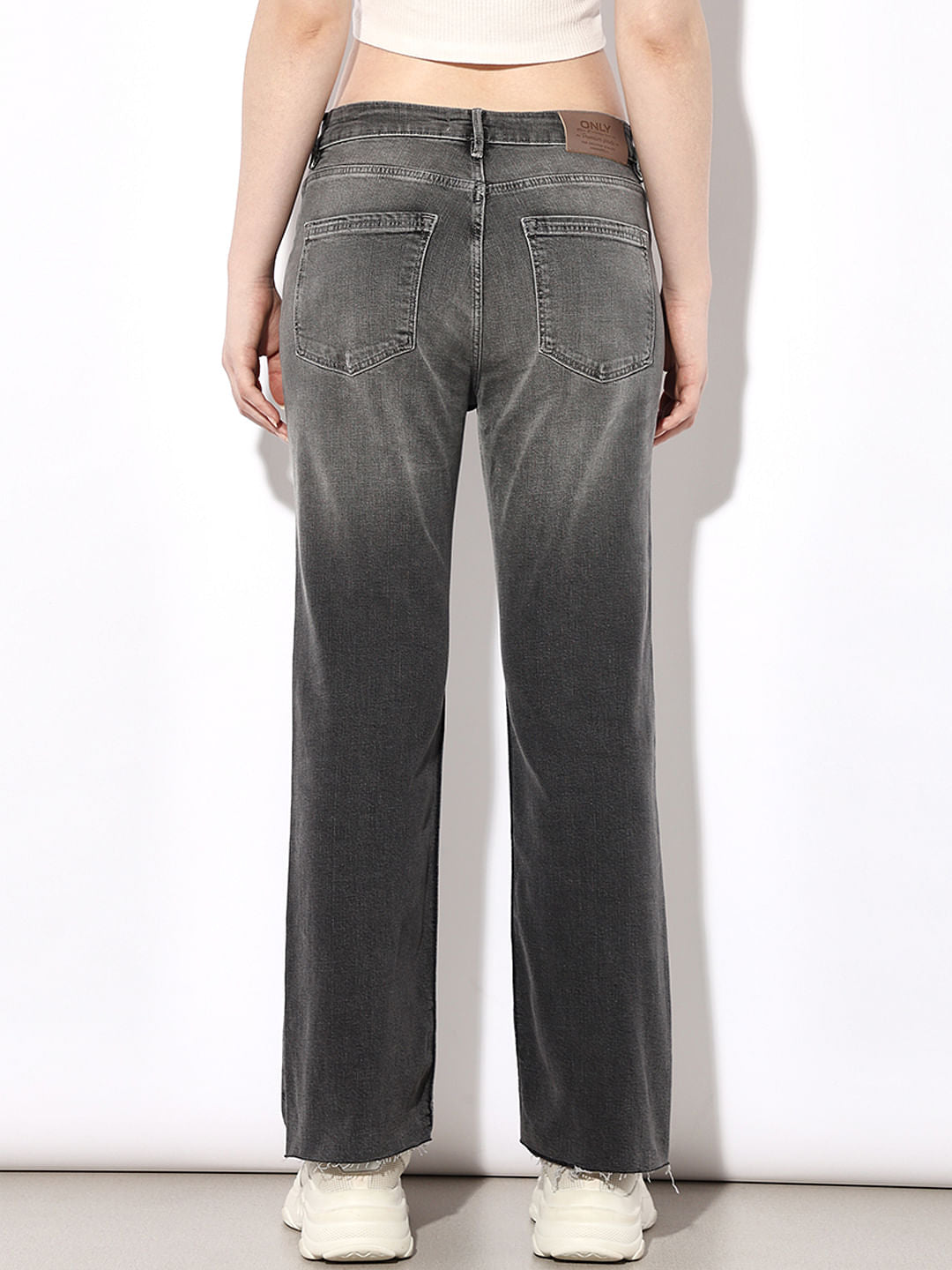 Grey High Rise Flared Jeans