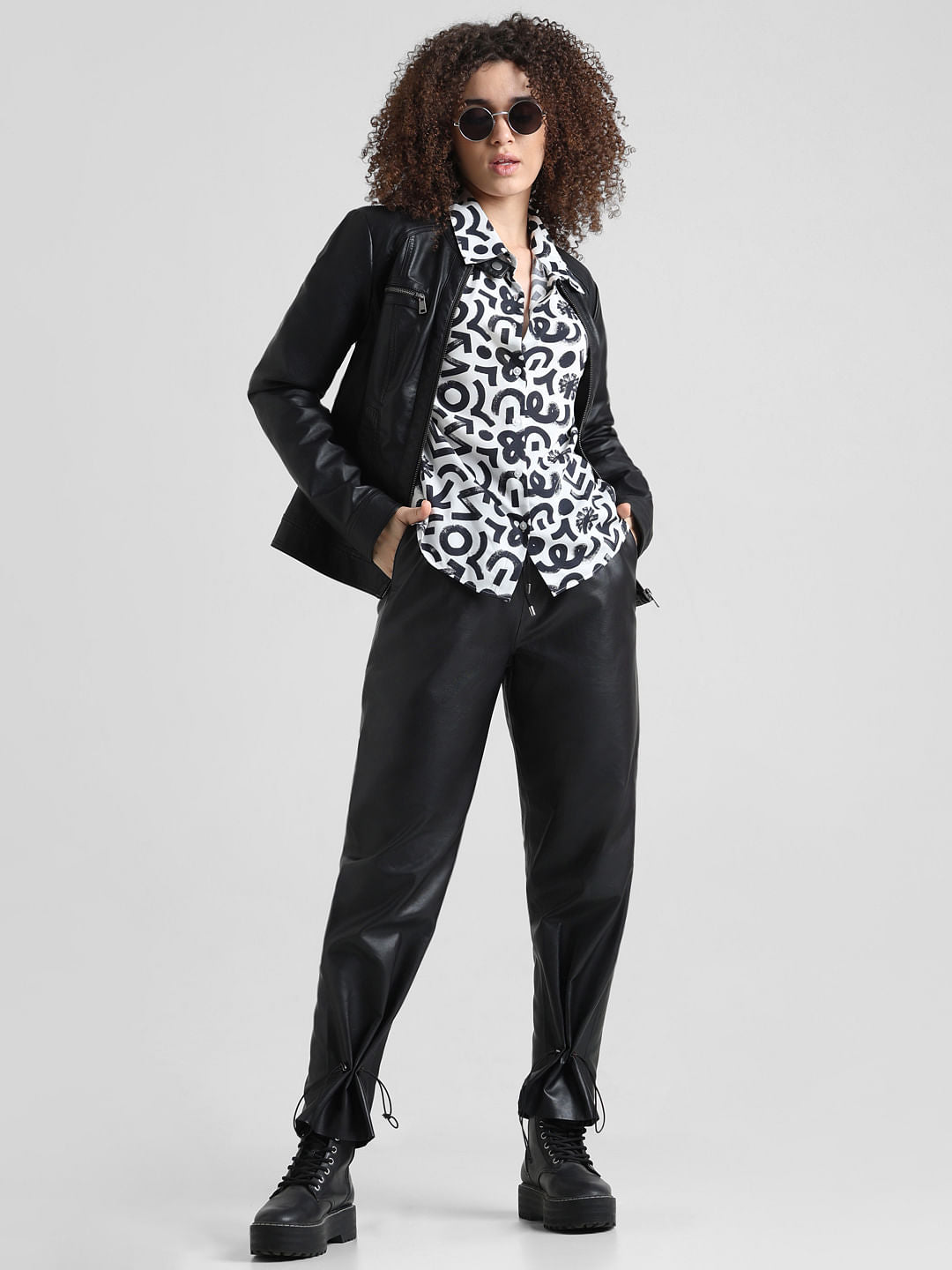 White Abstract Print Shirt