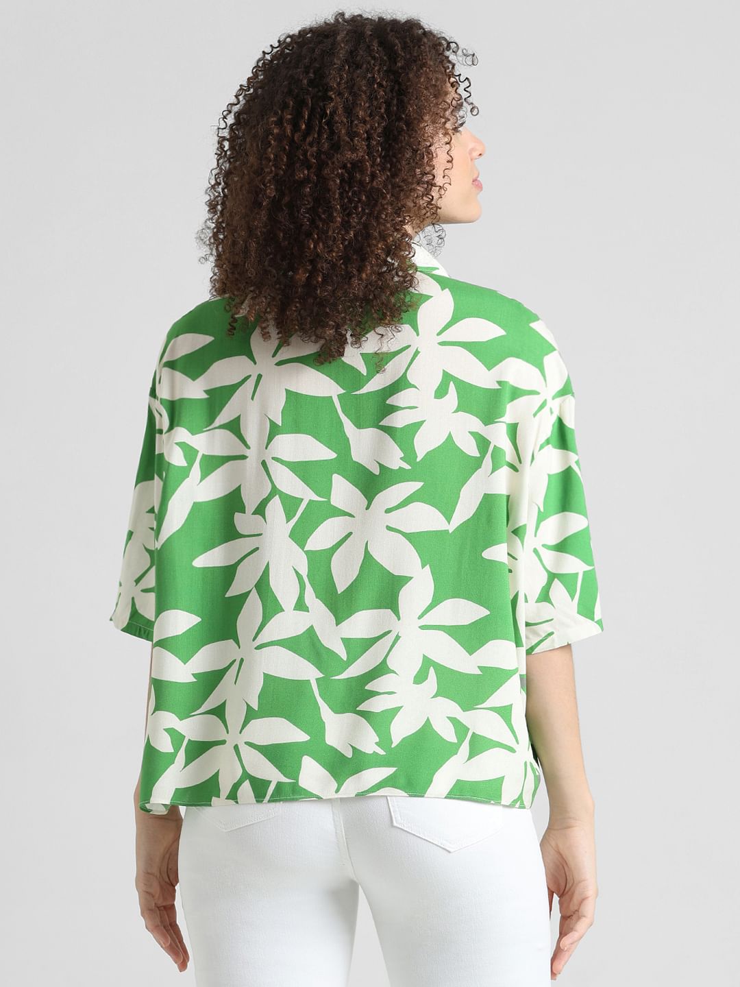 Green Tropical Print Shirt