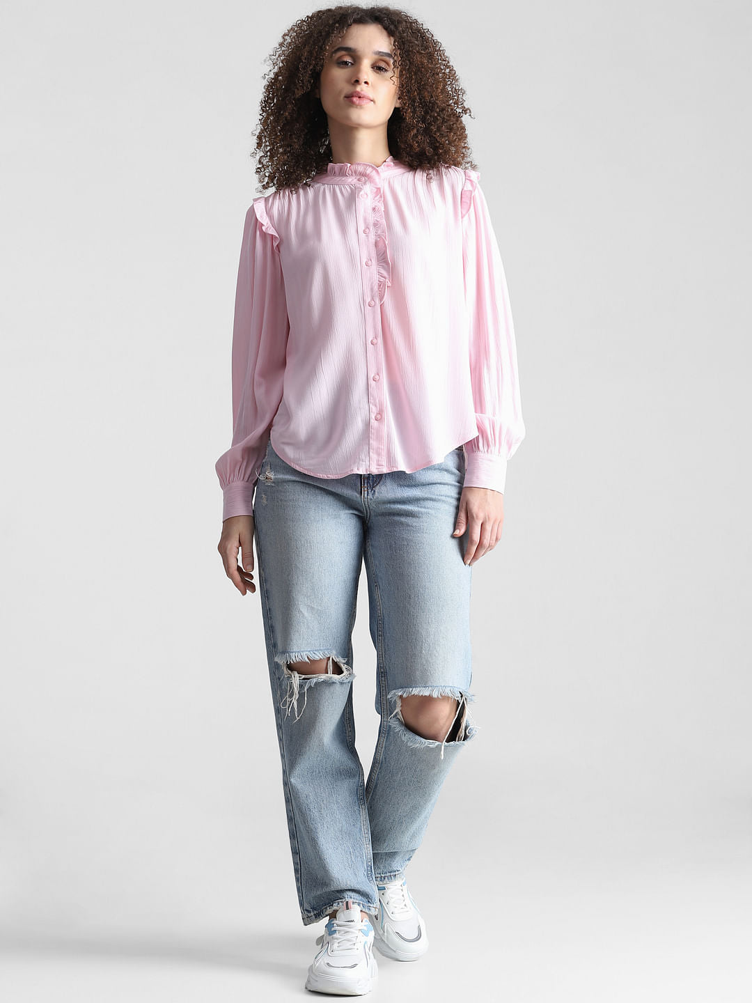 Pink Frill Trimmed Shirt