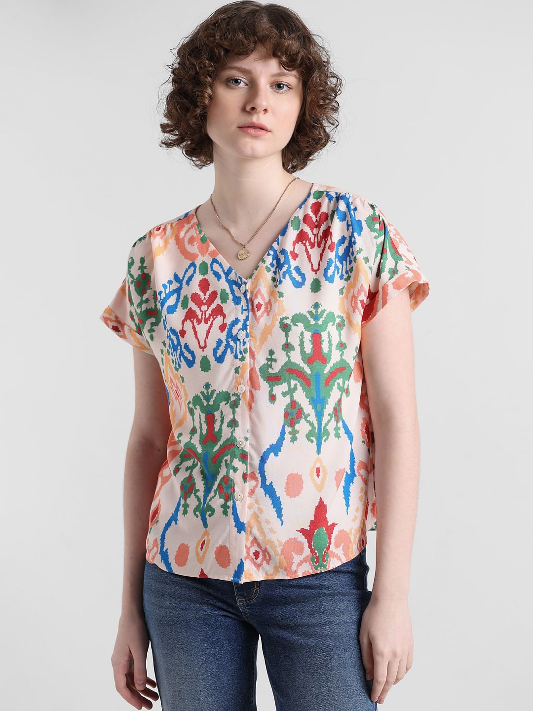 Pink Abstract Print Top