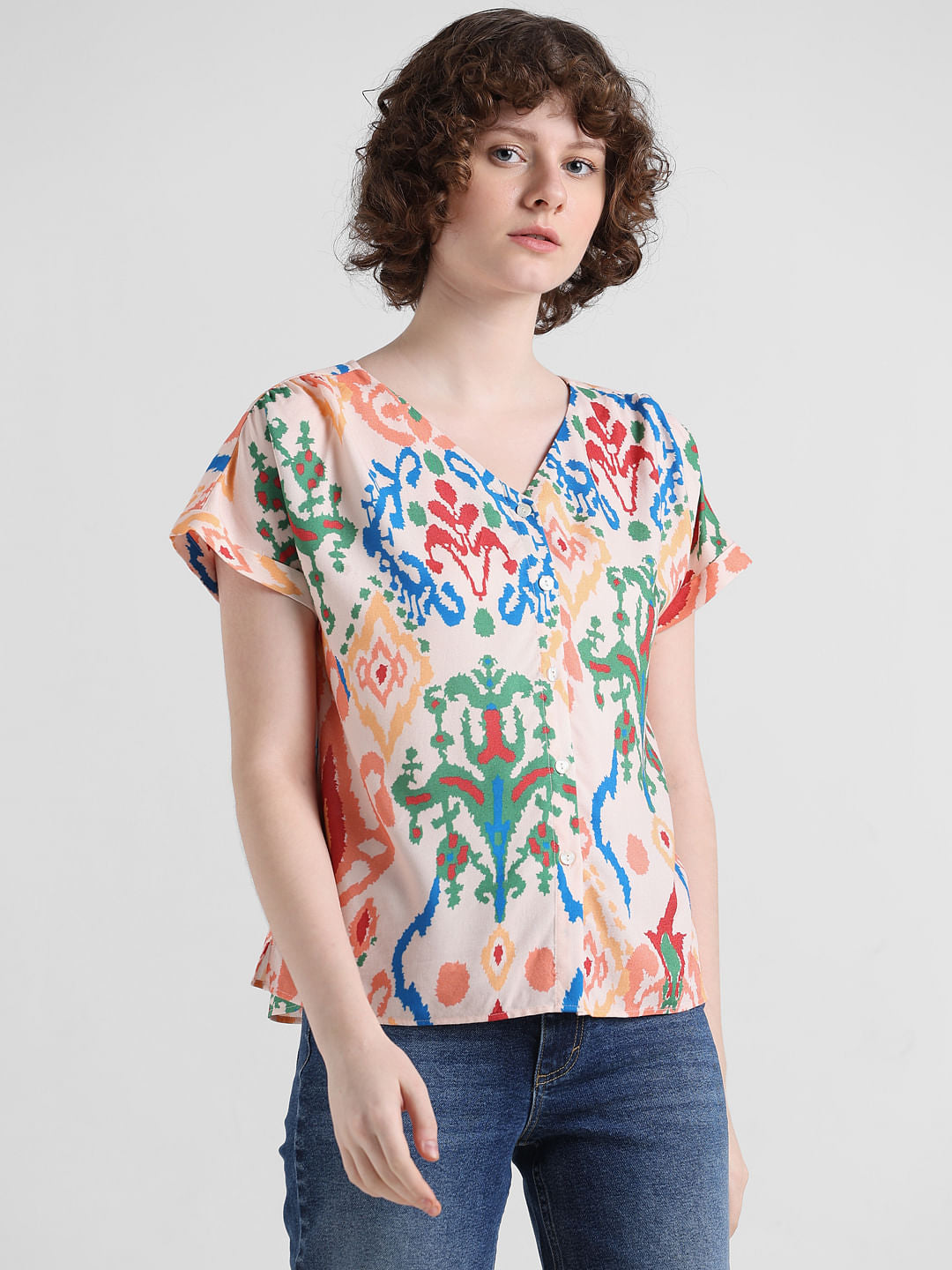 Pink Abstract Print Top