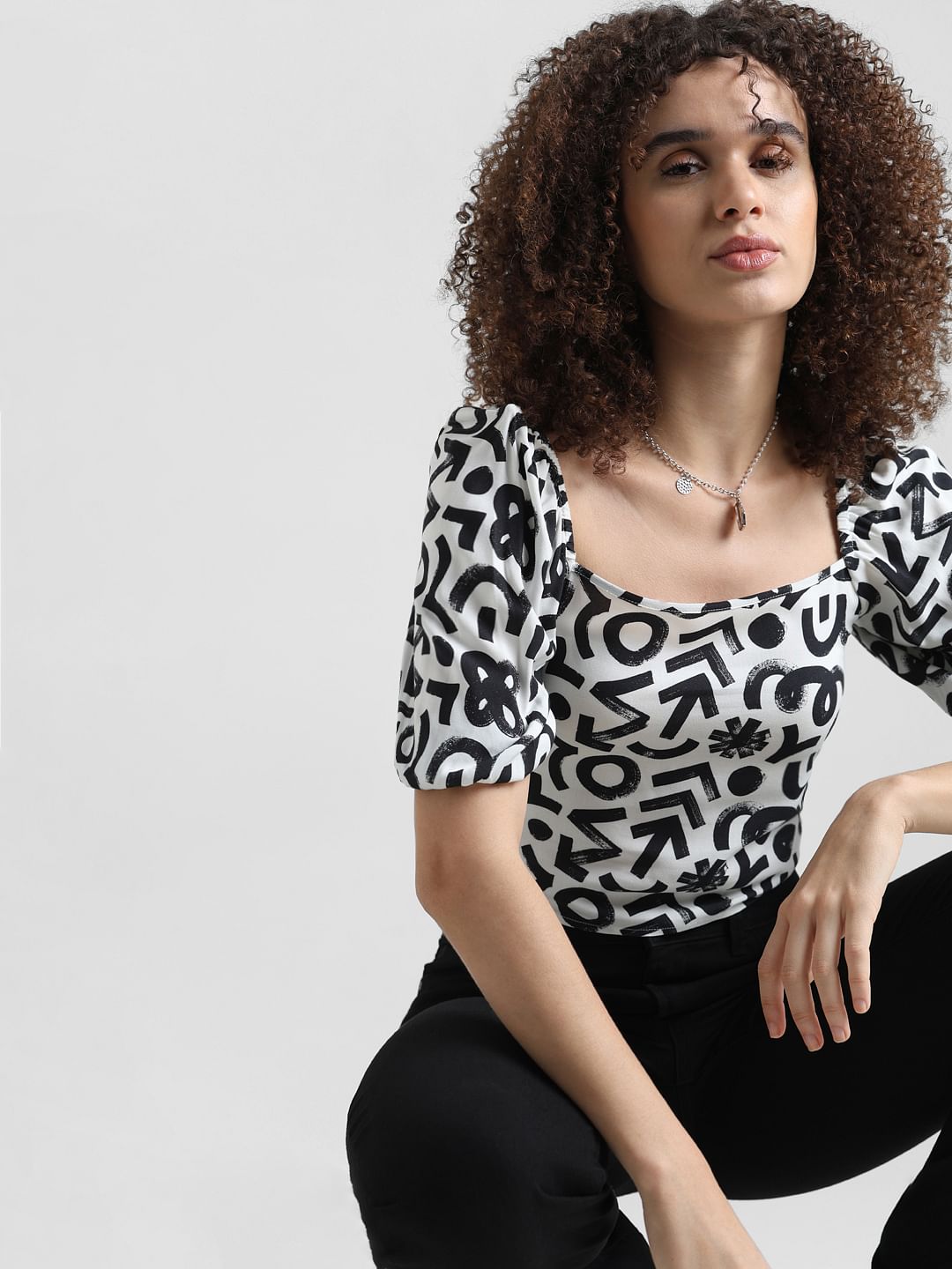 Green Printed Crop Top