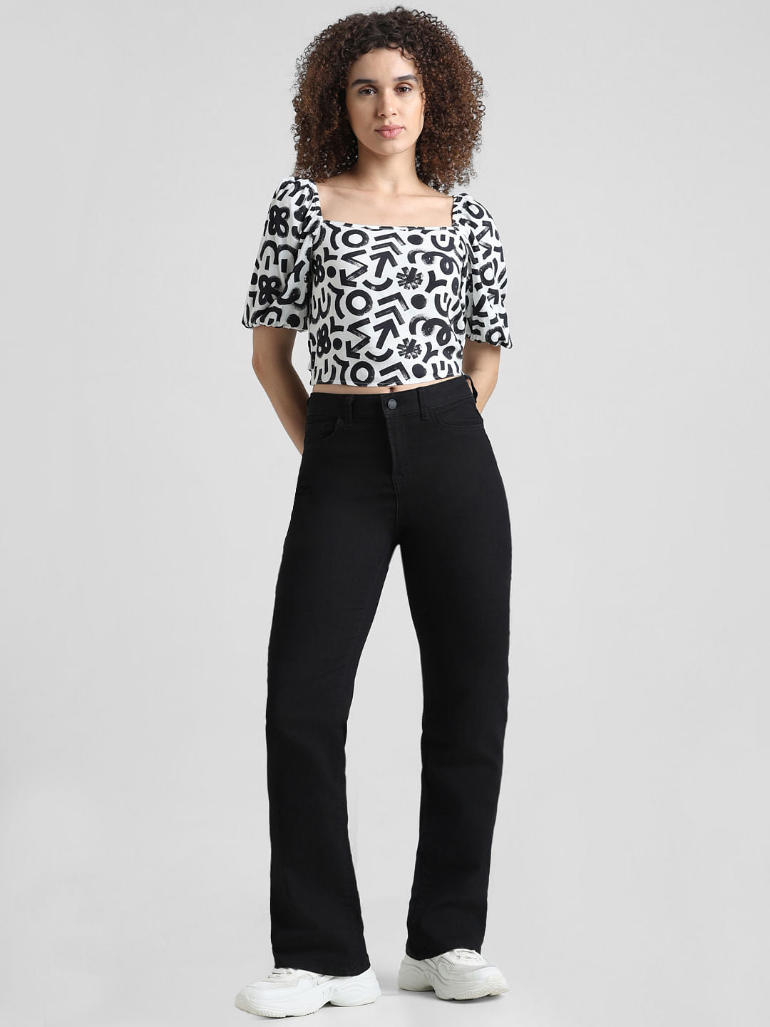 Green Printed Crop Top