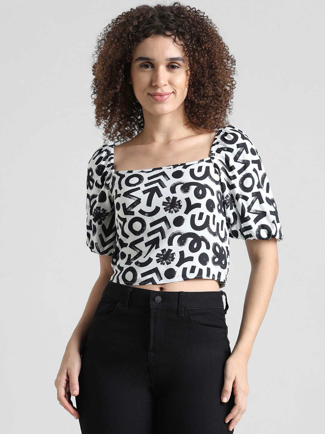 Green Printed Crop Top