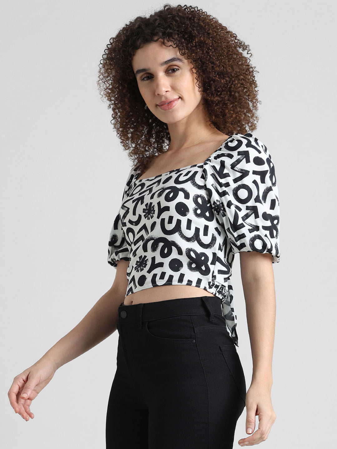 Green Printed Crop Top