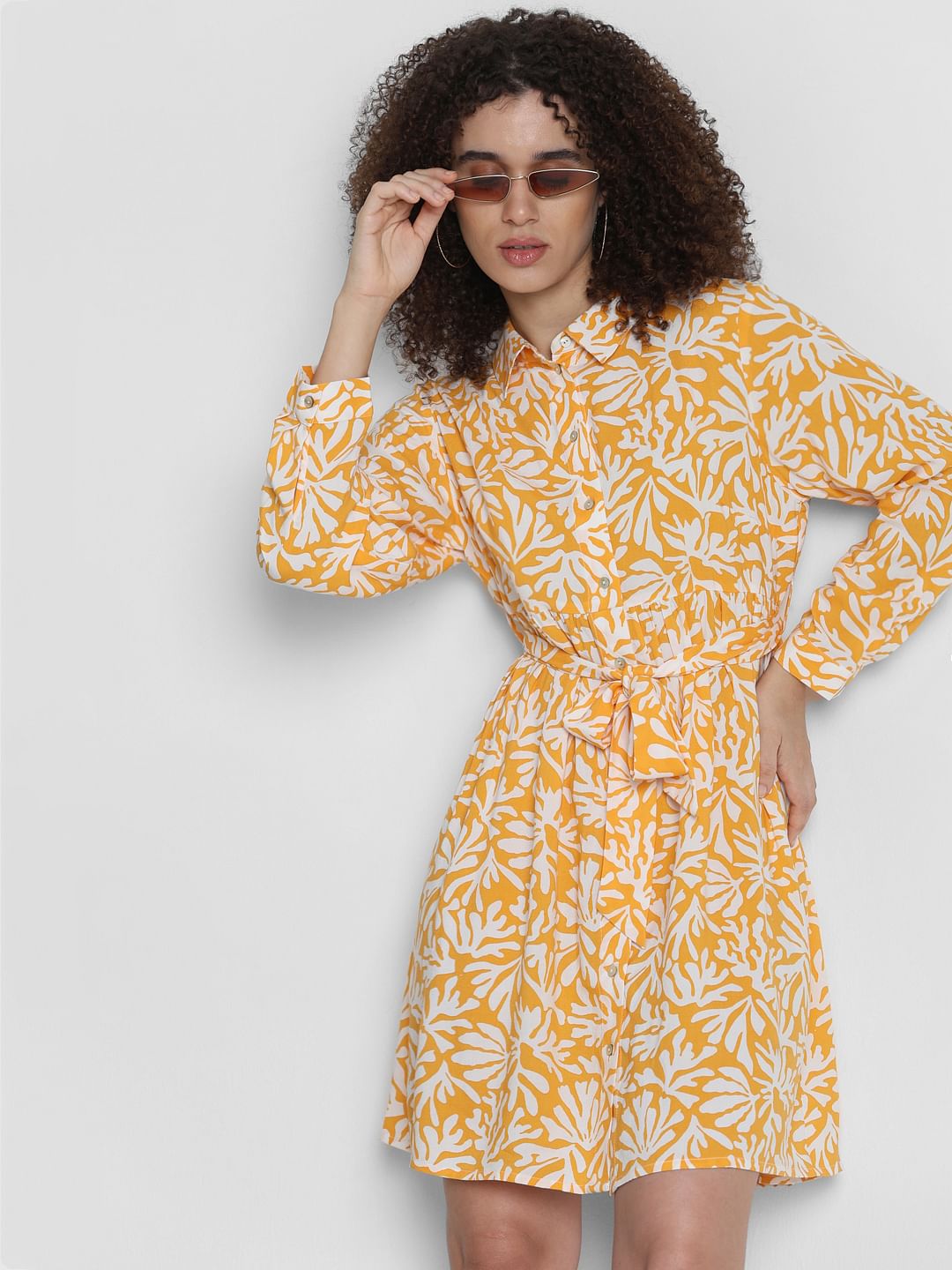 Yellow Printed Shirt Dress