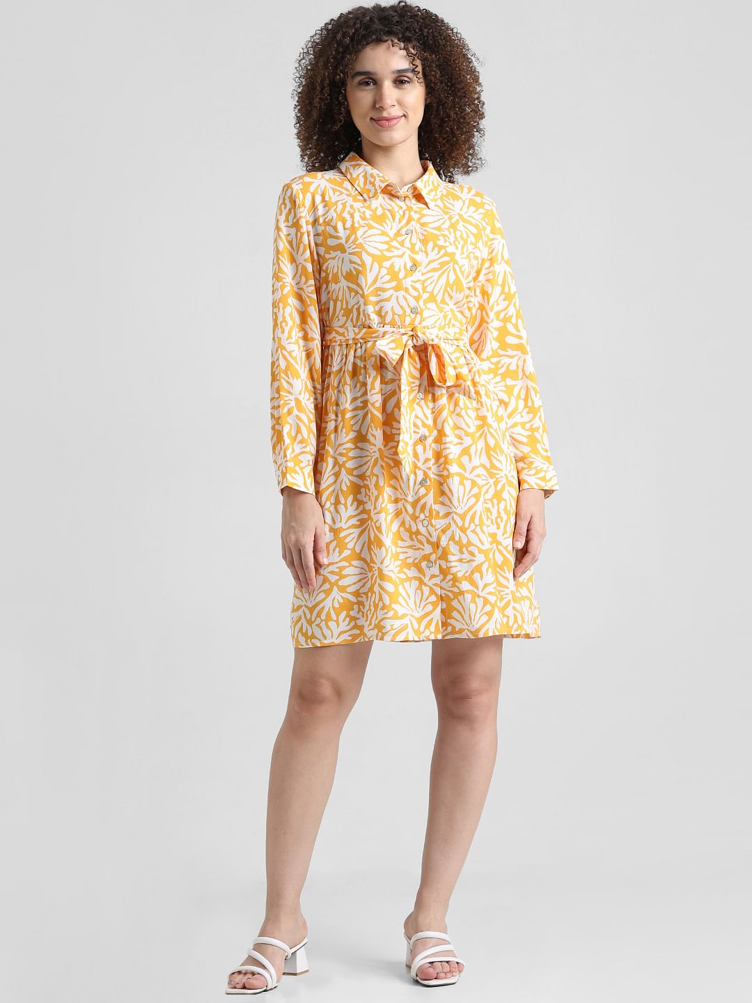 Yellow Printed Shirt Dress