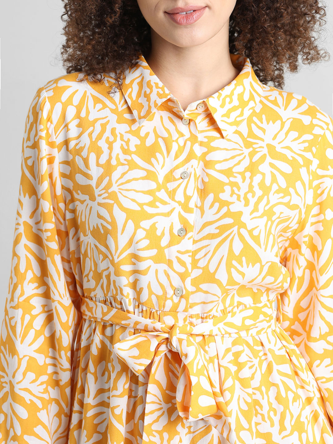 Yellow Printed Shirt Dress