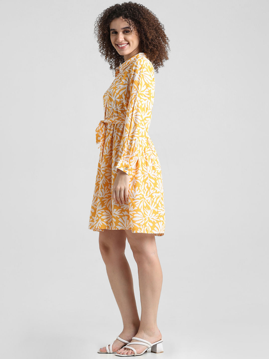 Yellow Printed Shirt Dress