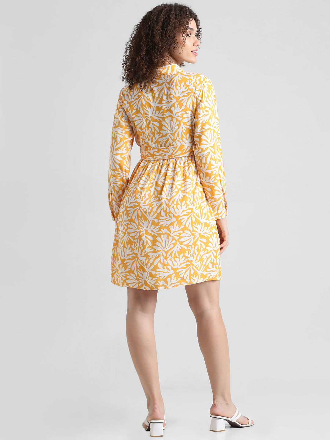 Yellow Printed Shirt Dress