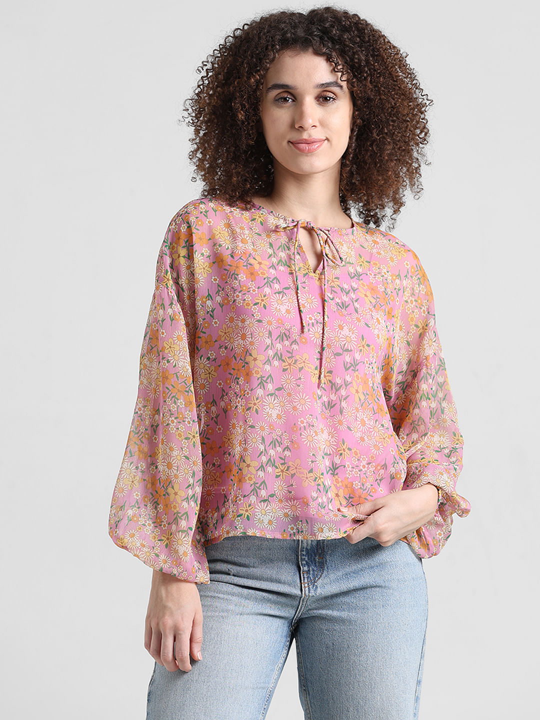 Pink Cr Pe Printed Top