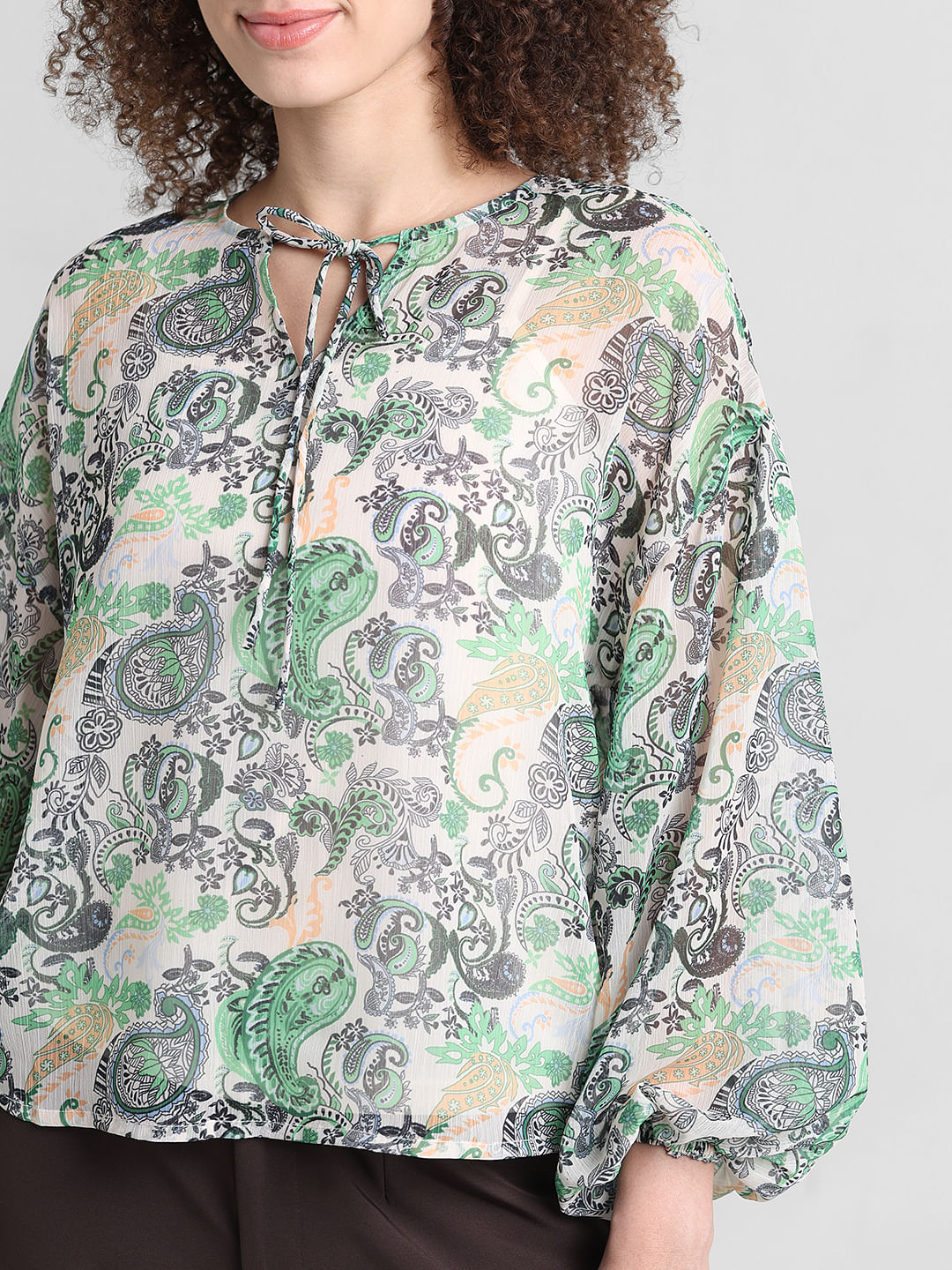 Green Cr Pe Printed Top