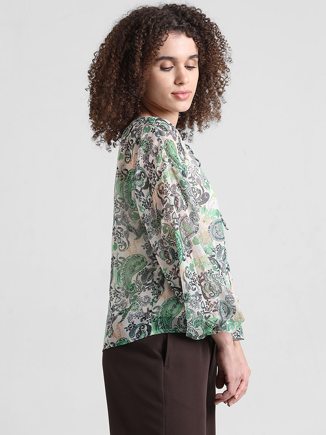 Green Cr Pe Printed Top