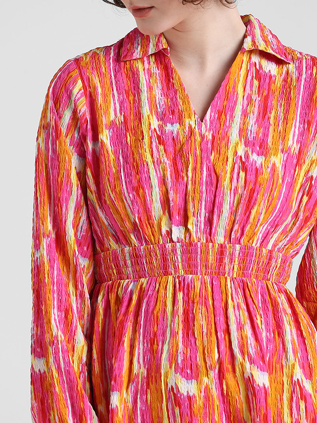 Pink Abstract Print Mini Dress