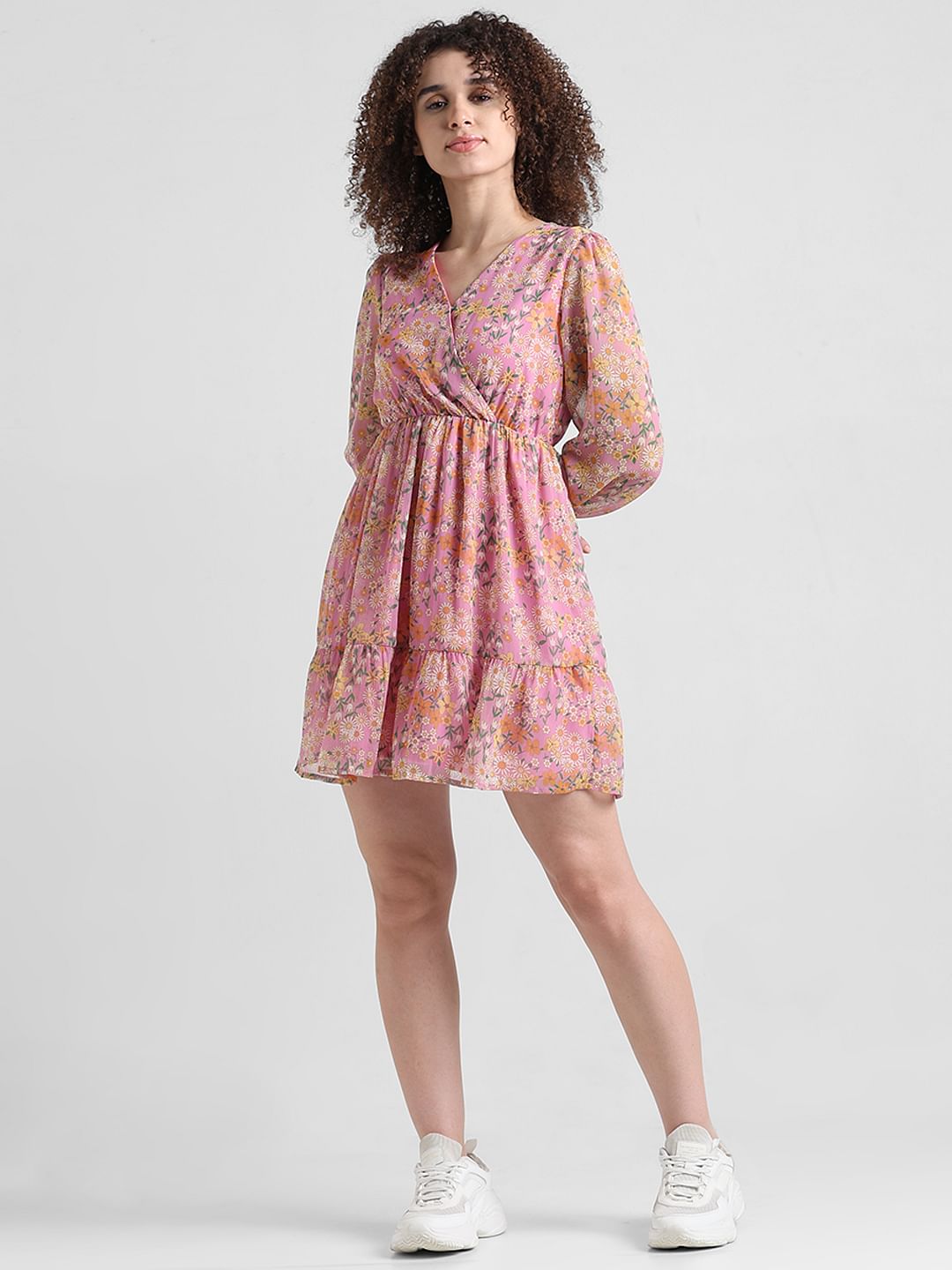 Pink Printed Fit & Flare Dress